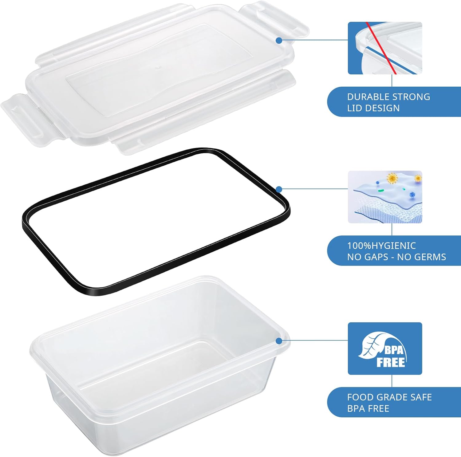10 Frischhaltedosen mit Deckel (5 x 1 L + 5 x 520 ml), Gefrierbehälter & Meal-Prep-Boxen, BPA-frei, luftdicht, stapelbar – Küche & Lebensmittelbox – Bild 4