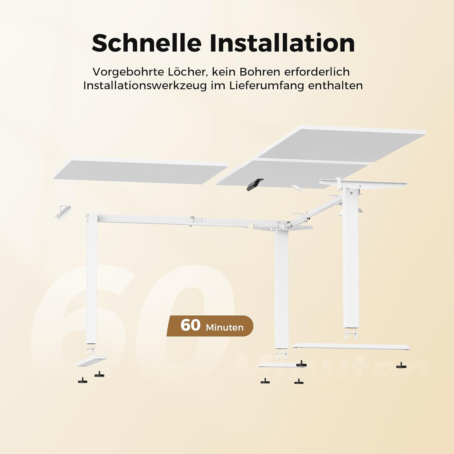 Agilestic L-förmiger höhenverstellbarer Schreibtisch, 160 x 140 cm Schreibtisch, höhenverstellbar, elektrisch, Eckschreibtisch, ergonomischer Stehsitztisch, Computertisch, weiß – Bild 7