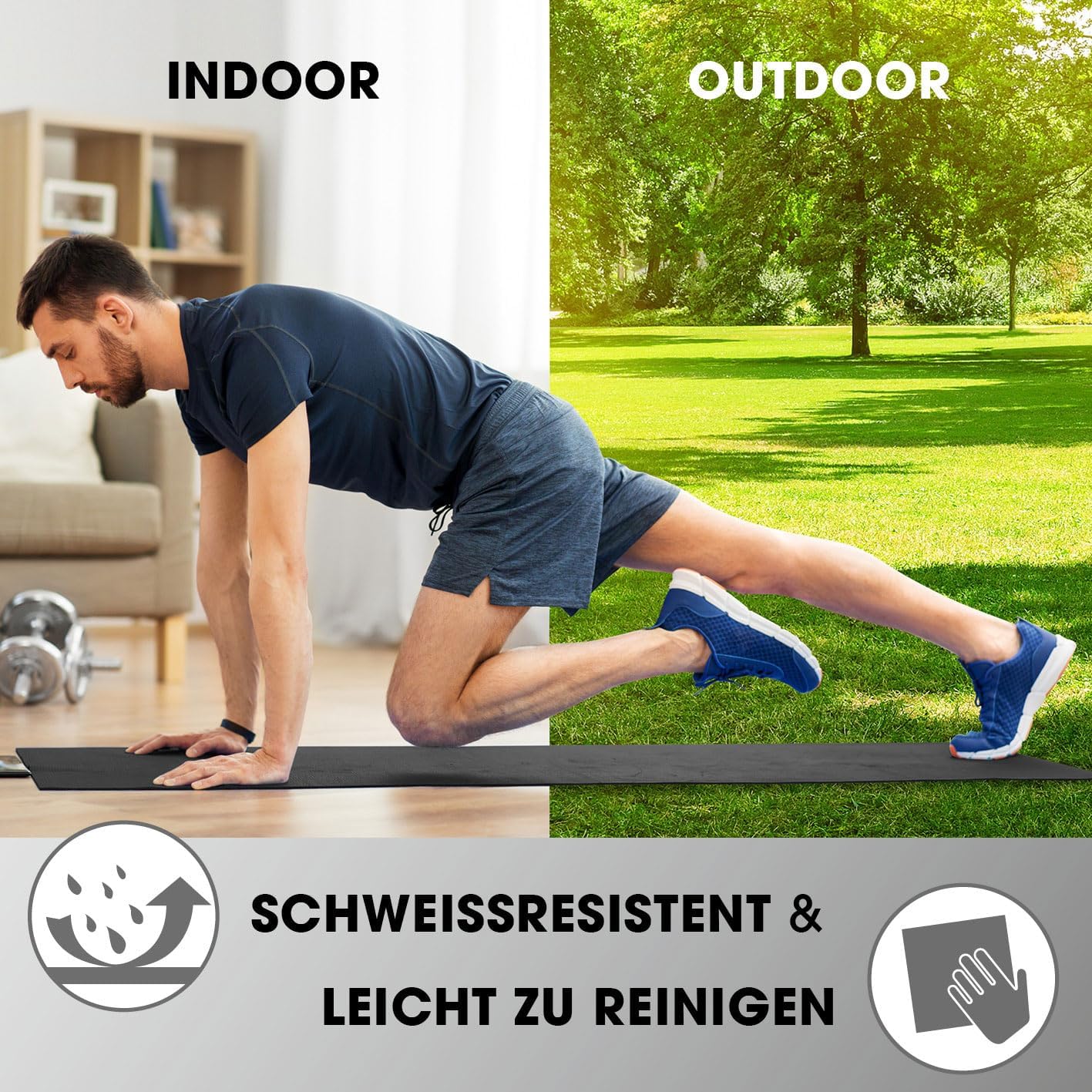 #DoYourFitness Yogamatte rutschfest. Für Anfänger und Fortgeschrittene. Dicke von 0,8 cm bis 2 cm. Gelenkschonende Gymnastikmatte. 183 cm x 61 cm oder XXL 190 cm x 100 cm (geeignet für drinnen/außen) – Bild 3