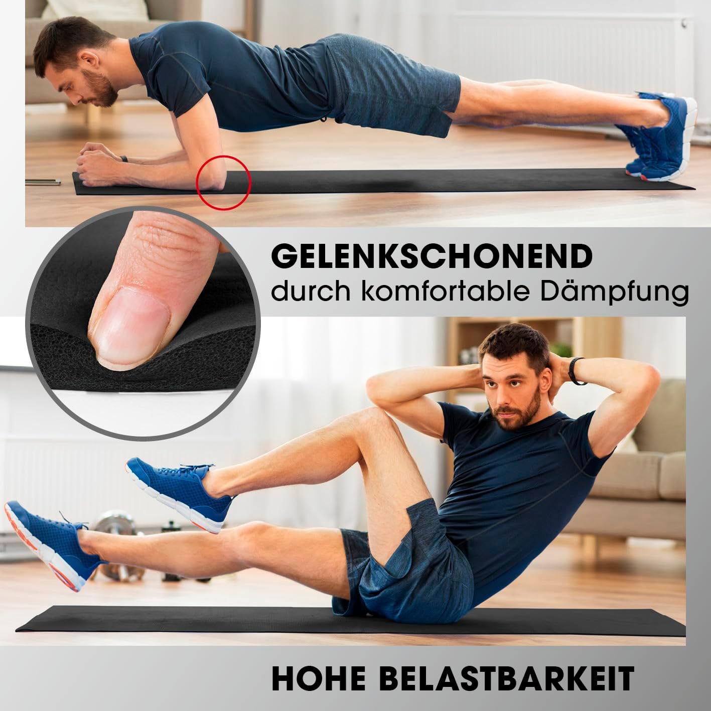 #DoYourFitness Yogamatte rutschfest. Für Anfänger und Fortgeschrittene. Dicke von 0,8 cm bis 2 cm. Gelenkschonende Gymnastikmatte. 183 cm x 61 cm oder XXL 190 cm x 100 cm (geeignet für drinnen/außen) – Bild 4