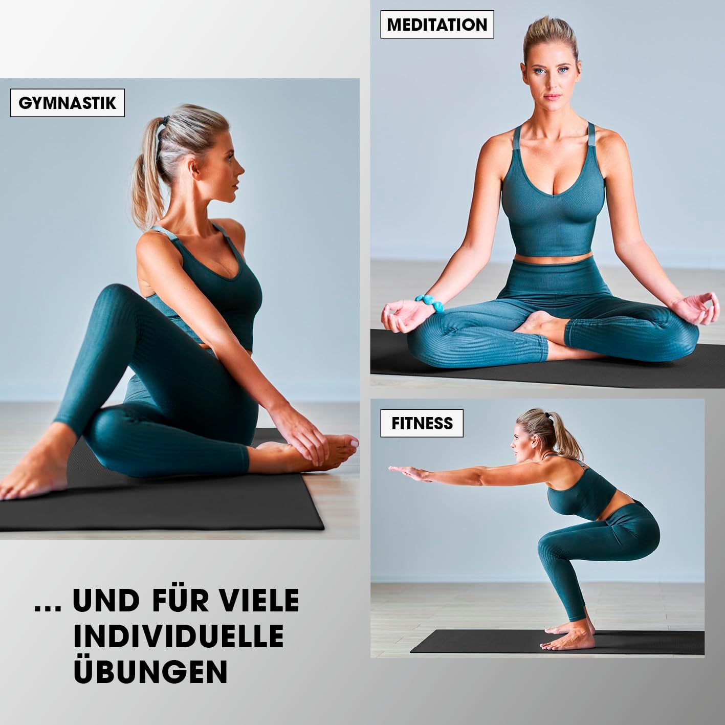 #DoYourFitness Yogamatte rutschfest. Für Anfänger und Fortgeschrittene. Dicke von 0,8 cm bis 2 cm. Gelenkschonende Gymnastikmatte. 183 cm x 61 cm oder XXL 190 cm x 100 cm (geeignet für drinnen/außen) – Bild 7