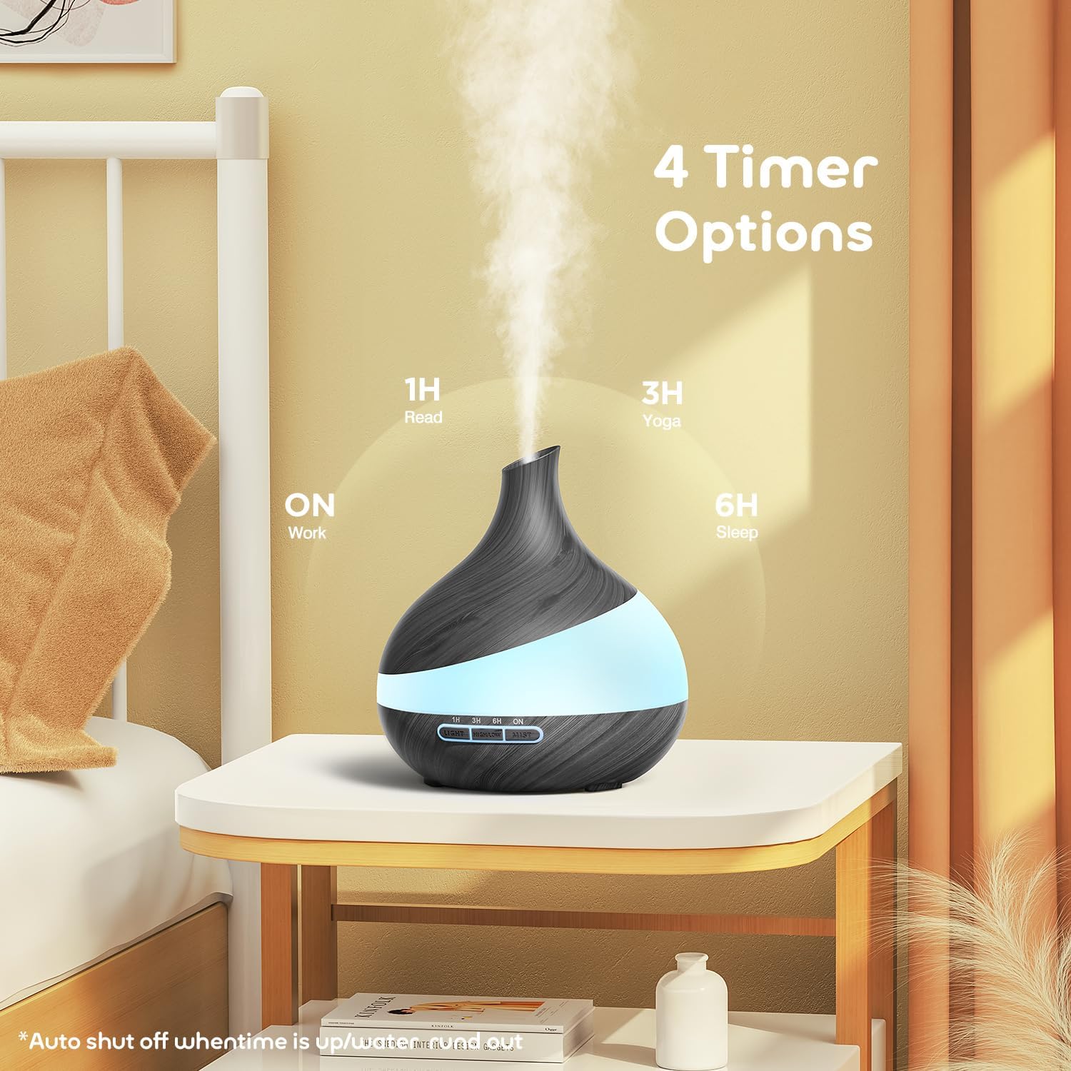 500 ml Aromadiffusor, Upgrade-Diffusor für große Räume, Aromatherapie-Diffusor mit Fernbedienung, 4 Timer-Einstellungen, 14 Farben, LED, automatische Abschaltfunktion – Bild 2
