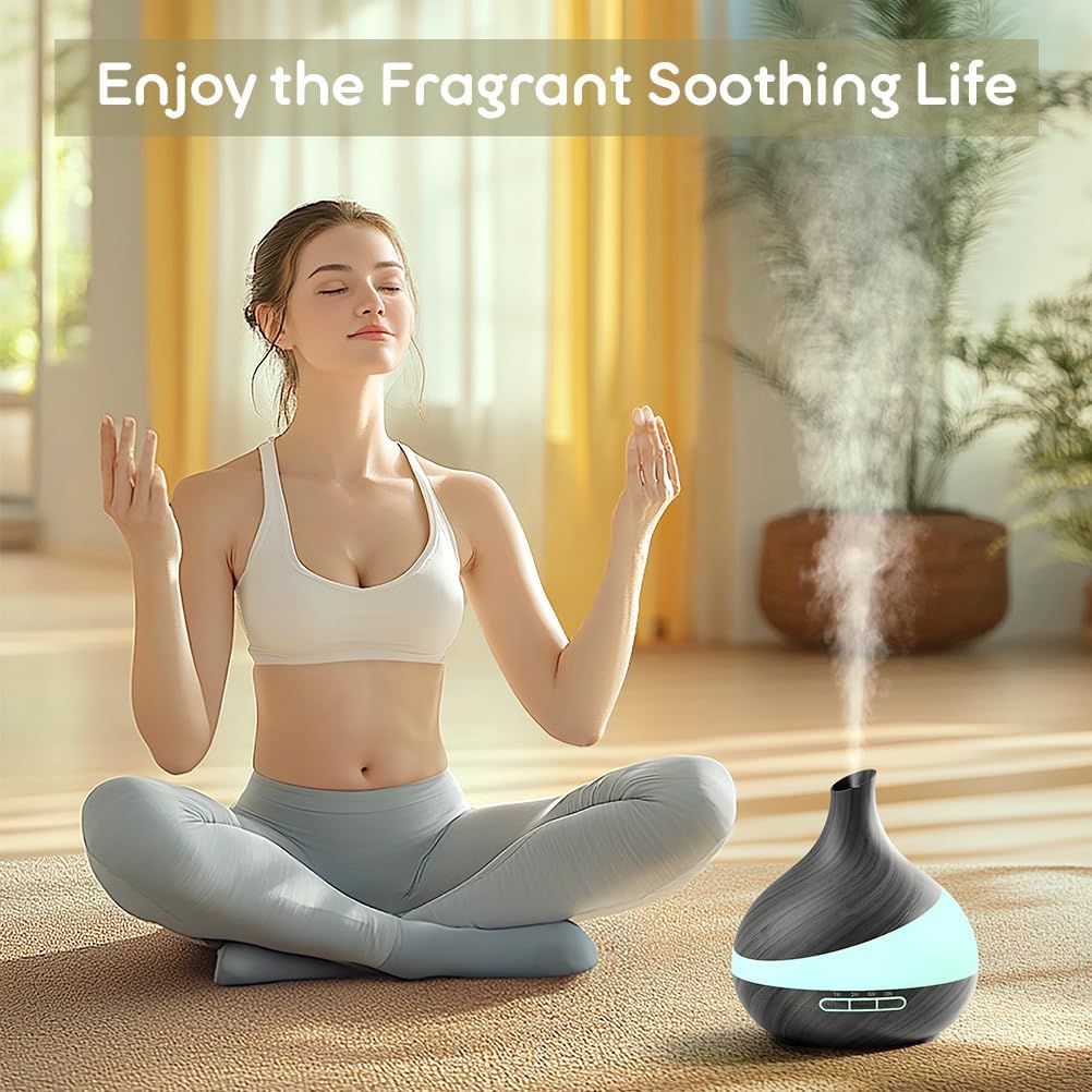 500 ml Aromadiffusor, Upgrade-Diffusor für große Räume, Aromatherapie-Diffusor mit Fernbedienung, 4 Timer-Einstellungen, 14 Farben, LED, automatische Abschaltfunktion – Bild 3