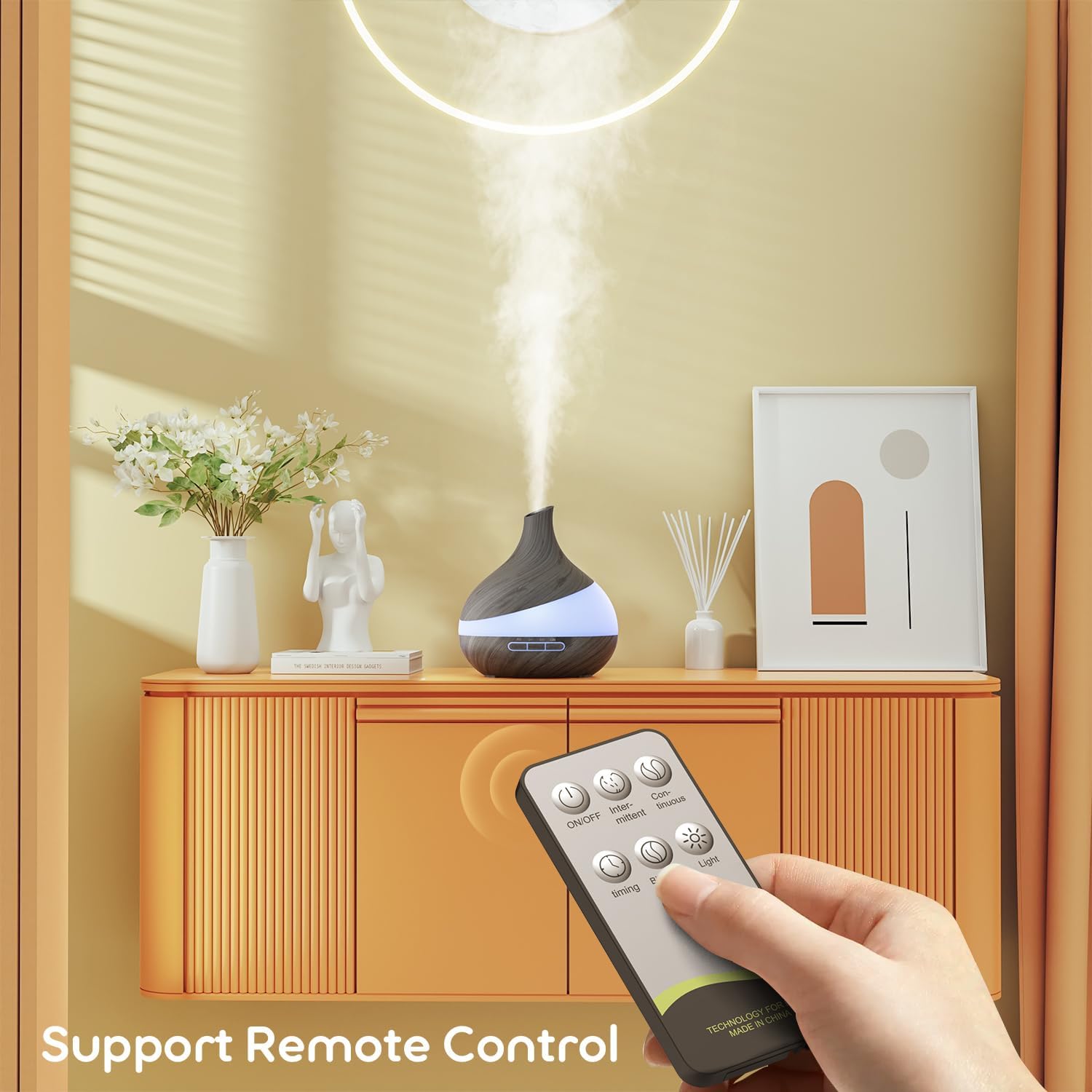 500 ml Aromadiffusor, Upgrade-Diffusor für große Räume, Aromatherapie-Diffusor mit Fernbedienung, 4 Timer-Einstellungen, 14 Farben, LED, automatische Abschaltfunktion – Bild 8