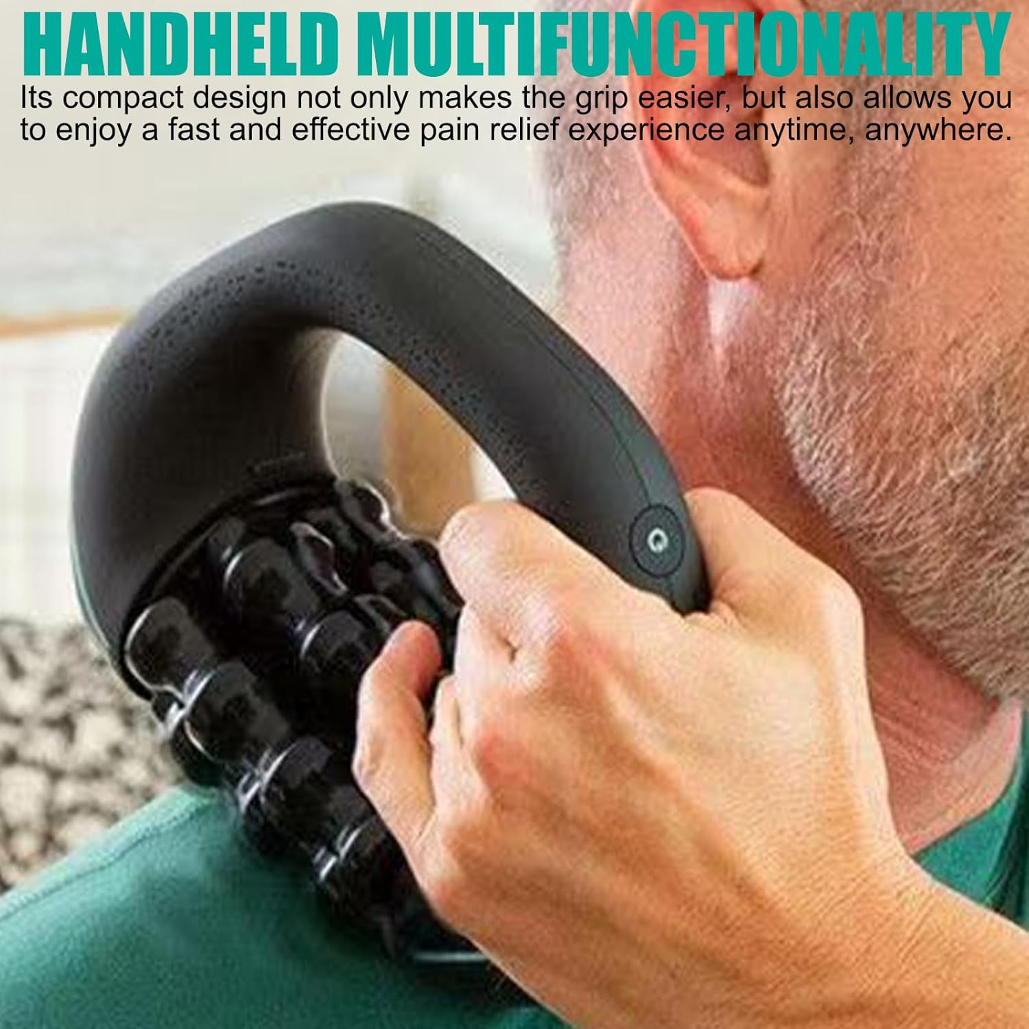 Elektrischer Massageroller, elektrisches Handmassagegerät mit Tiefengewebsrollen, 3 Intensitätsstufen, 24 Massagetasten, wiederaufladbar, für Rücken, Schulter und Nacken (1 Stück) – Bild 4