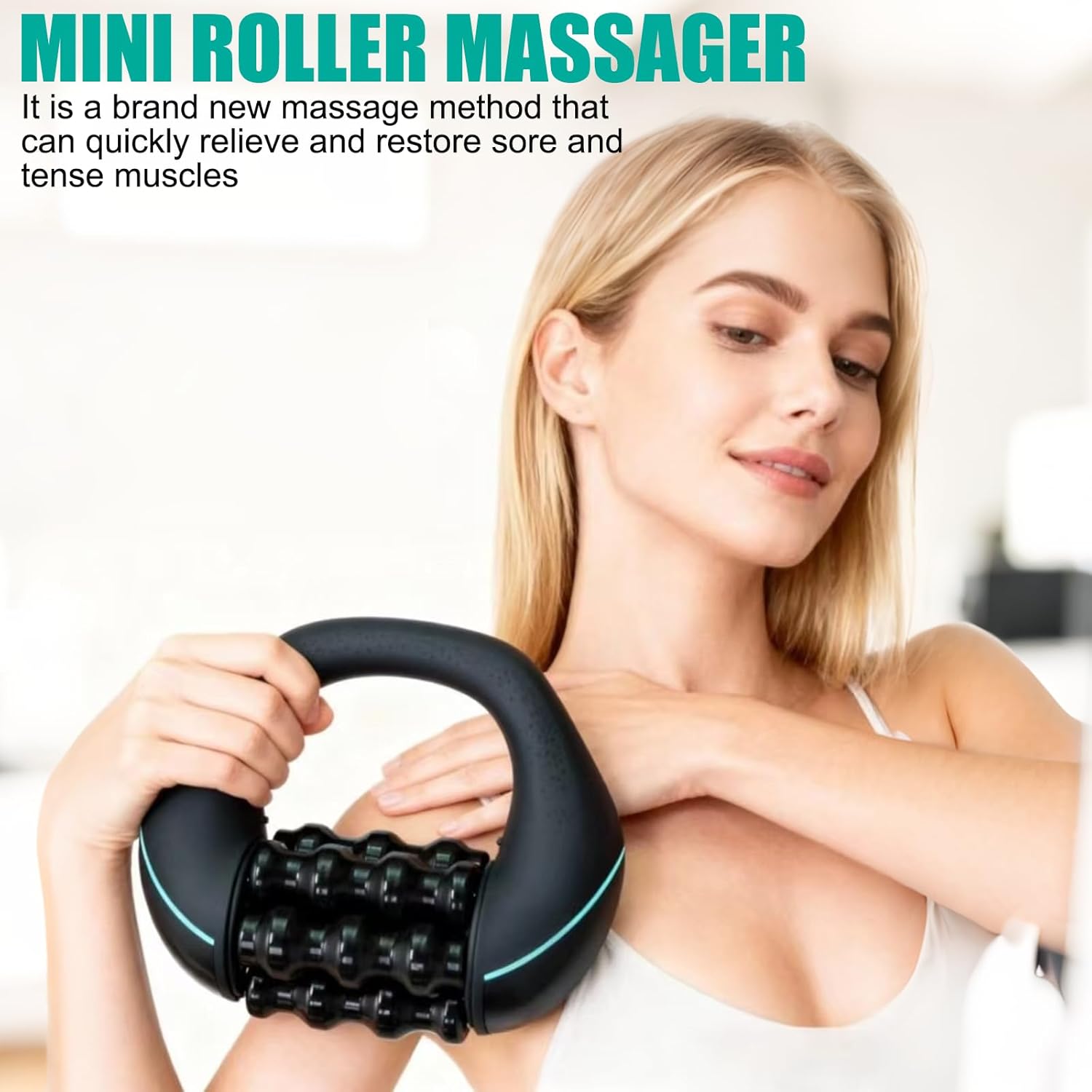 Elektrischer Massageroller, elektrisches Handmassagegerät mit Tiefengewebsrollen, 3 Intensitätsstufen, 24 Massagetasten, wiederaufladbar, für Rücken, Schulter und Nacken (1 Stück) – Bild 6
