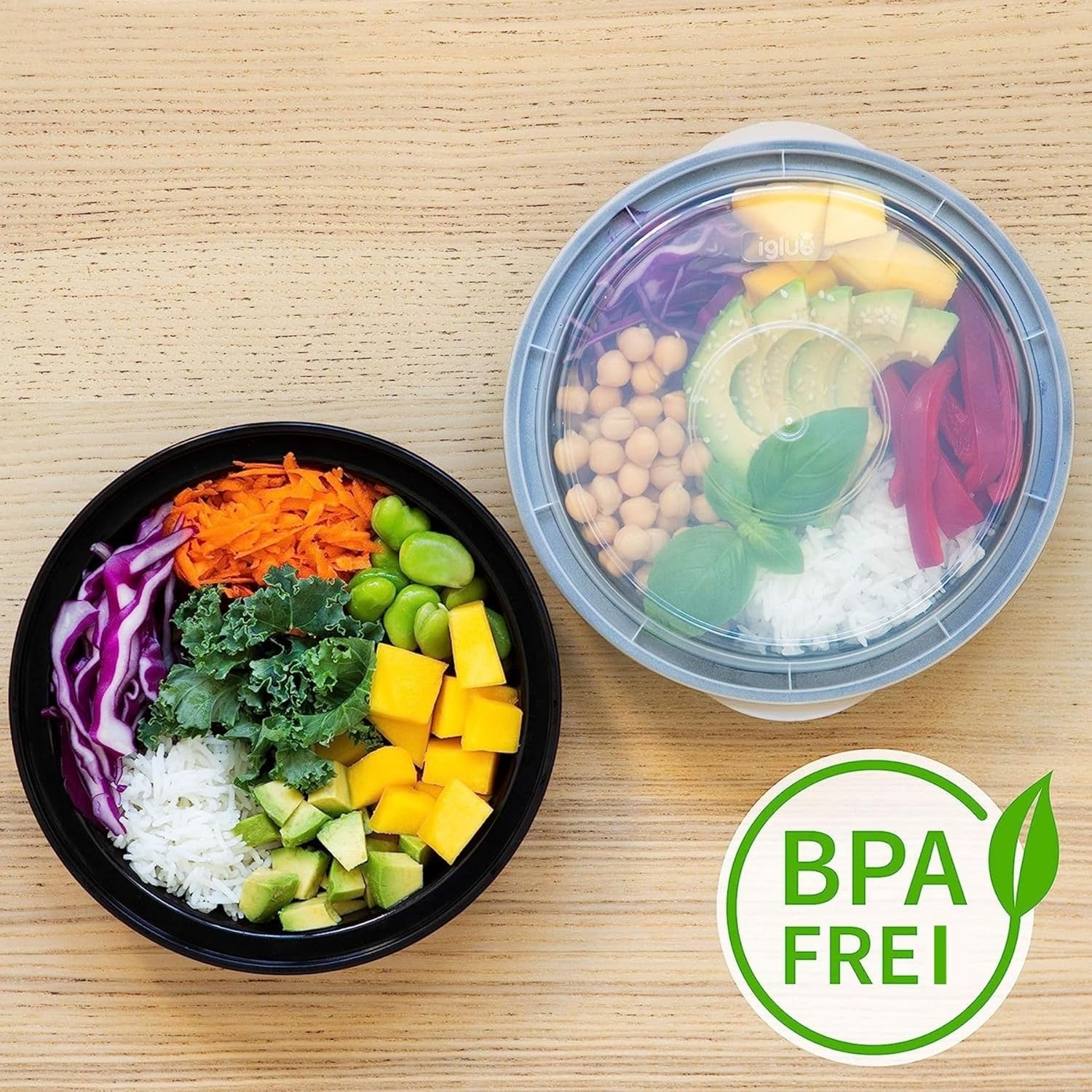 Igluu Runde Meal-Prep-Boxen mit Deckel (20 Stück) – wiederverwendbar, mikrowellen-, gefrierschrank-, spülmaschinenfest, stapelbar – 828 ml Fassungsvermögen – 1 Fach – aus BPA-freiem Kunststoff – Bild 2