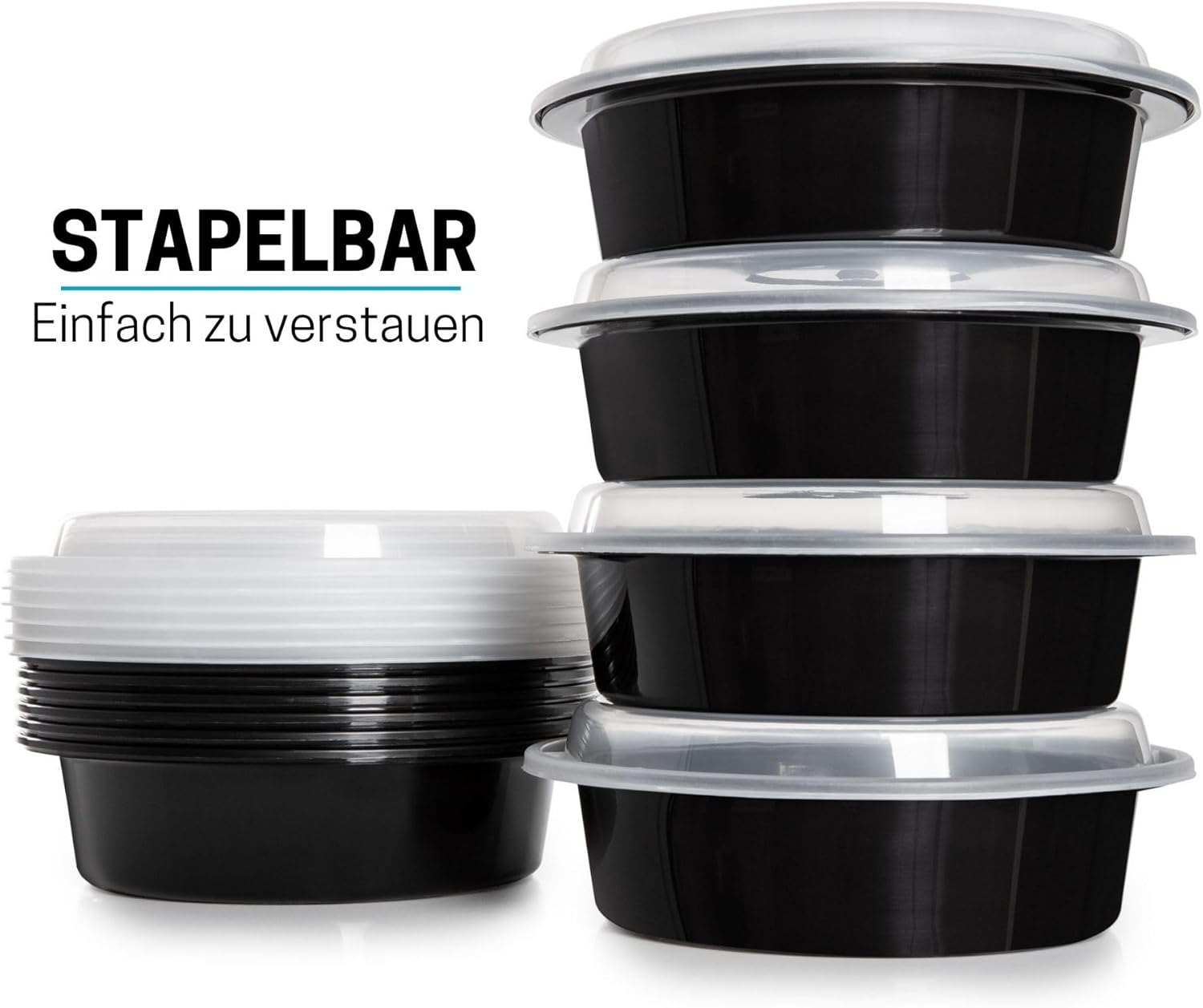 Igluu Runde Meal-Prep-Boxen mit Deckel (20 Stück) – wiederverwendbar, mikrowellen-, gefrierschrank-, spülmaschinenfest, stapelbar – 828 ml Fassungsvermögen – 1 Fach – aus BPA-freiem Kunststoff – Bild 6