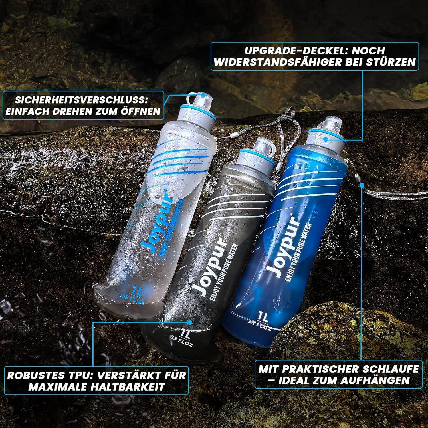 Faltbare Wasserflasche mit Filter 1 l – Wasserfilter, Outdoor-Survival-Filterflaschen für Trinkwasser, Outdoor-Wasserflasche mit Filter mit 5000 l Filterkapazität für Outdoor-Aktivitäten (grün) – Bild 8