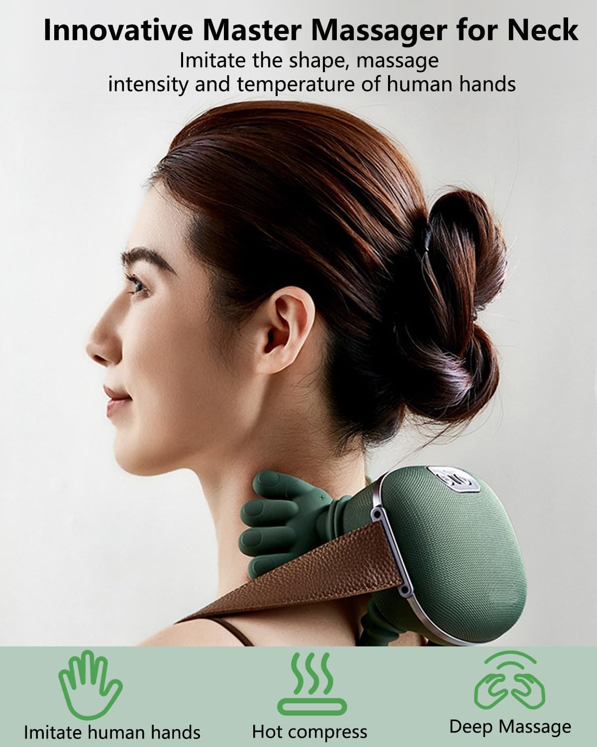4D Nackenmassagegerät, yoarmyt Rückenmassagegerät mit 3 Massagestufen, 2 Temperaturstufen, elektrisches Massagegerät mit Wärme the Master Wireless für Schultern, Nacken, Rücken – Bild 2