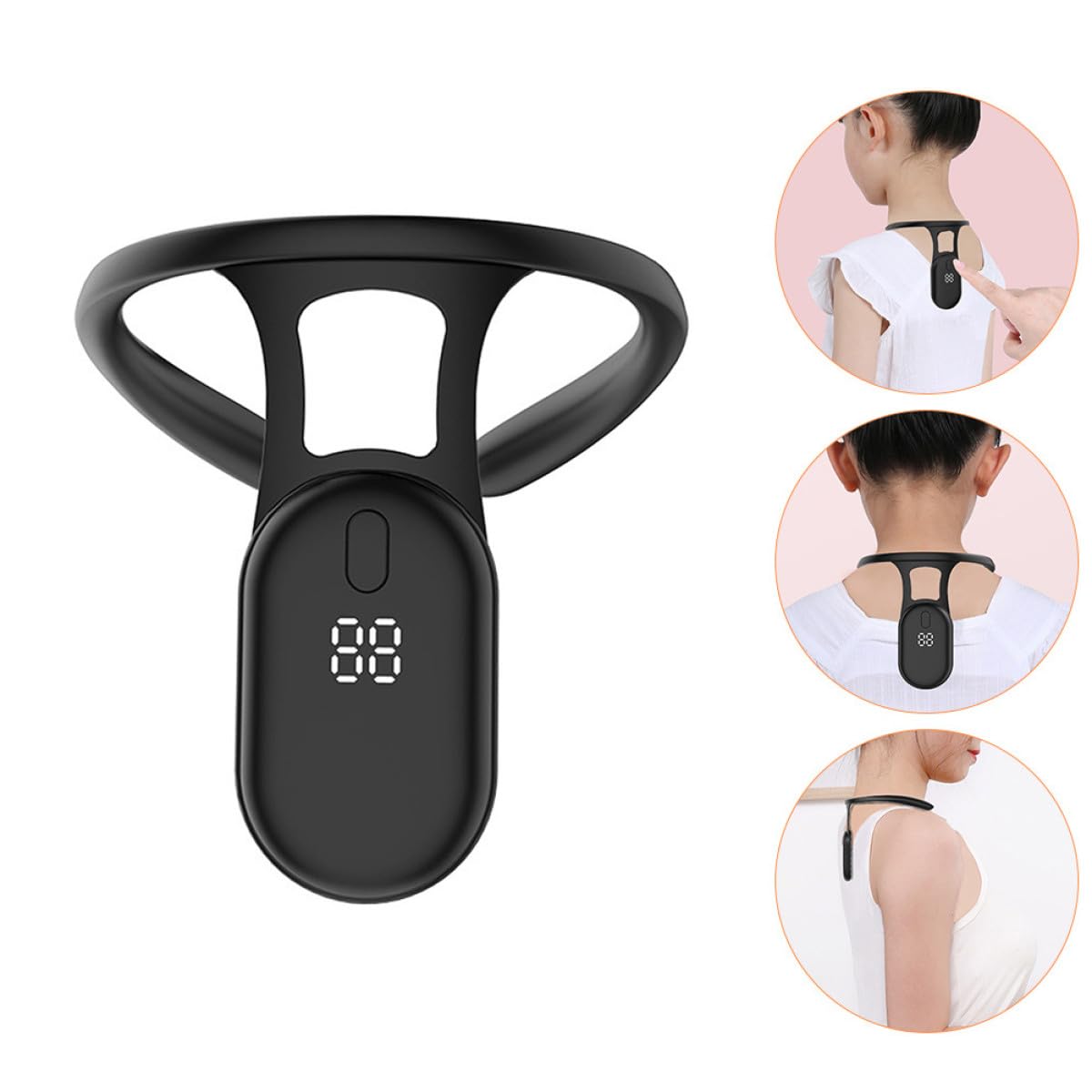 Sitzhaltungskorrektur Sensor Tragbarer Haltungstrainer mit Lcd Display Nackenhaltungskorrekturgerät für Schüler zur Schonung der Augen und Vorbeugung von Rundrücken (schwarz) – Bild 5