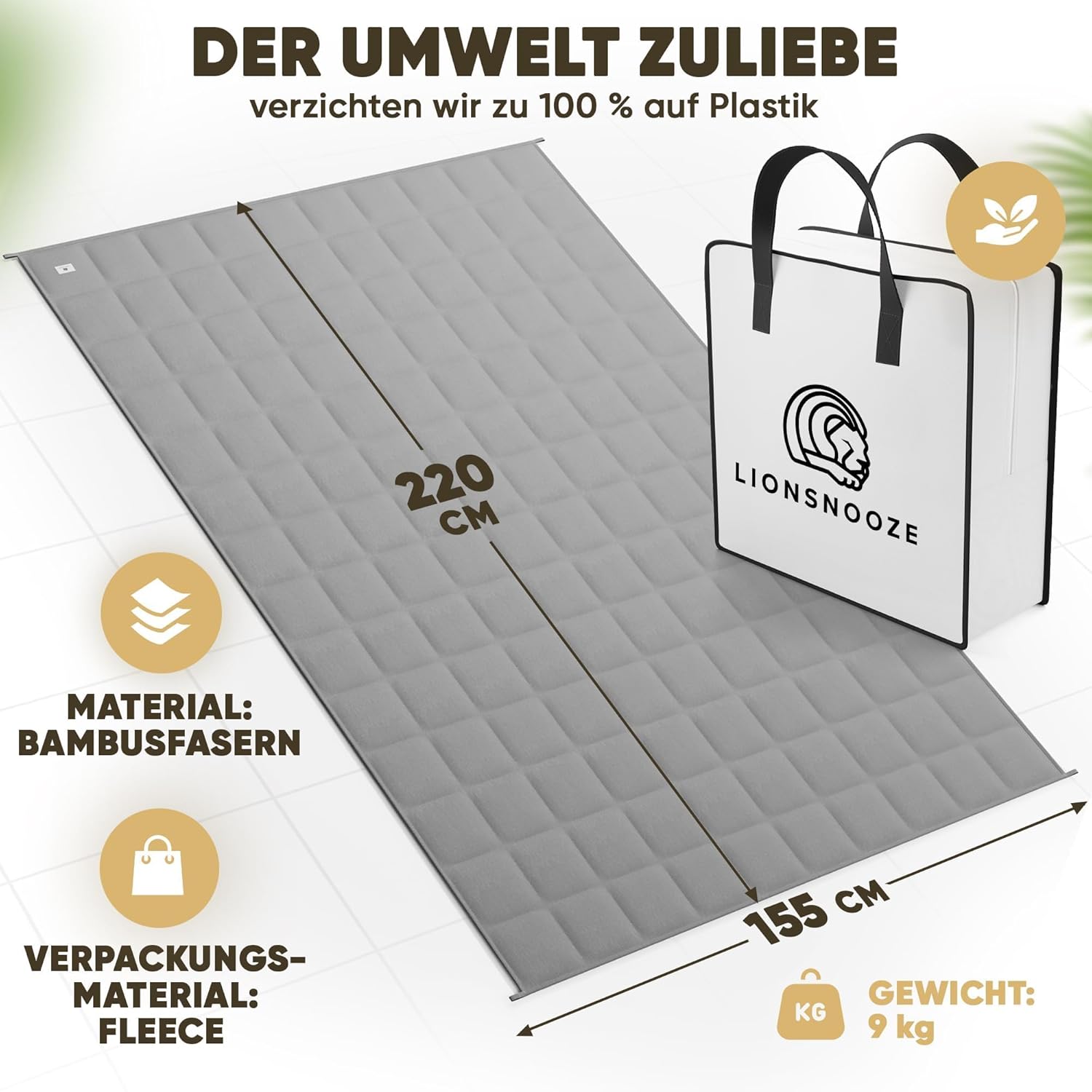 Gewichtsdecke – Gewichtsdecke & Therapiedecke 2-in-1, kühlend & wärmend – schwere Decke gegen Schlaflosigkeit, Stress & Angst – Bambusfaser-Fleece mit Glasperlen – Öko-Tex – Bild 6