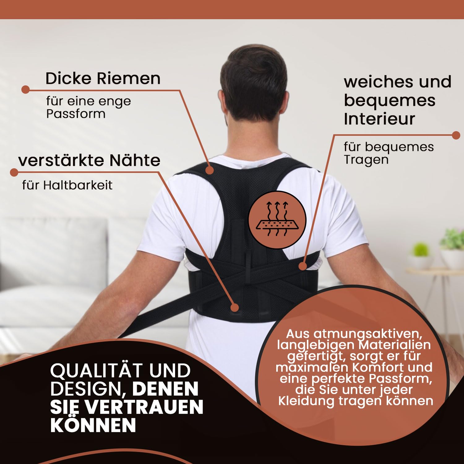 DONNER KRAFT Haltungskorrektur für Männer und Frauen: Rückenhaltungskorrektur für Männer und Frauen – verstellbarer und atmungsaktiver Haltungstrainer + E-Book-Anleitung (S/M) – Bild 4