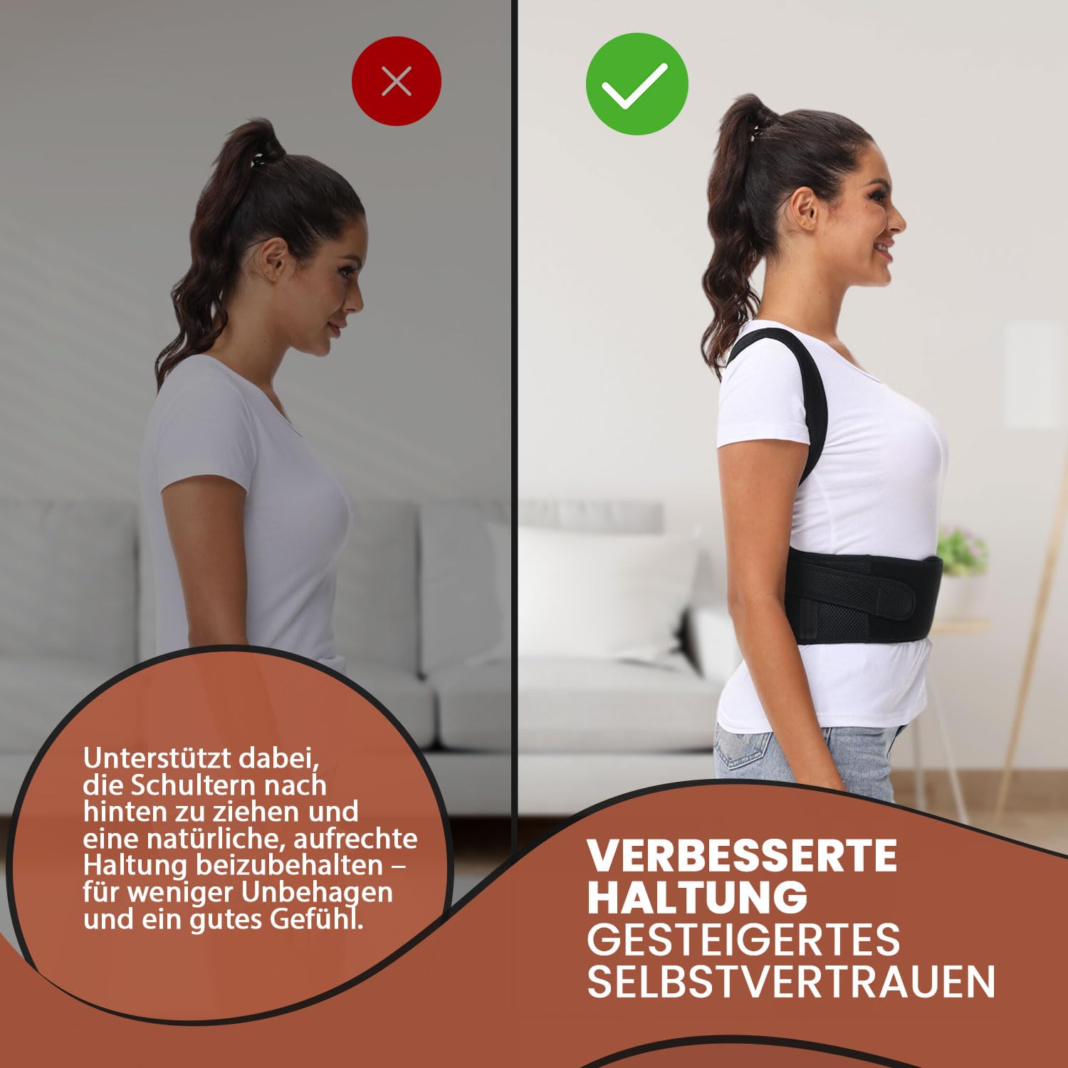DONNER KRAFT Haltungskorrektur für Männer und Frauen: Rückenhaltungskorrektur für Männer und Frauen – verstellbarer und atmungsaktiver Haltungstrainer + E-Book-Anleitung (S/M) – Bild 5
