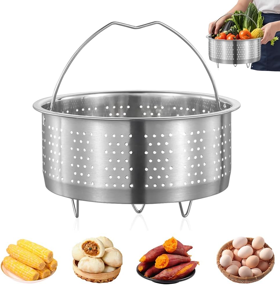 20 cm Dampfgareinsatz aus Edelstahl 304, Dampfgareinsatz für Topf, Dampfgareinsatz für Topf, Siebeinsatz für Töpfe, Kochtöpfe, Schnellkochtopf, Dämpfen von Gemüse, Obst, Eiern