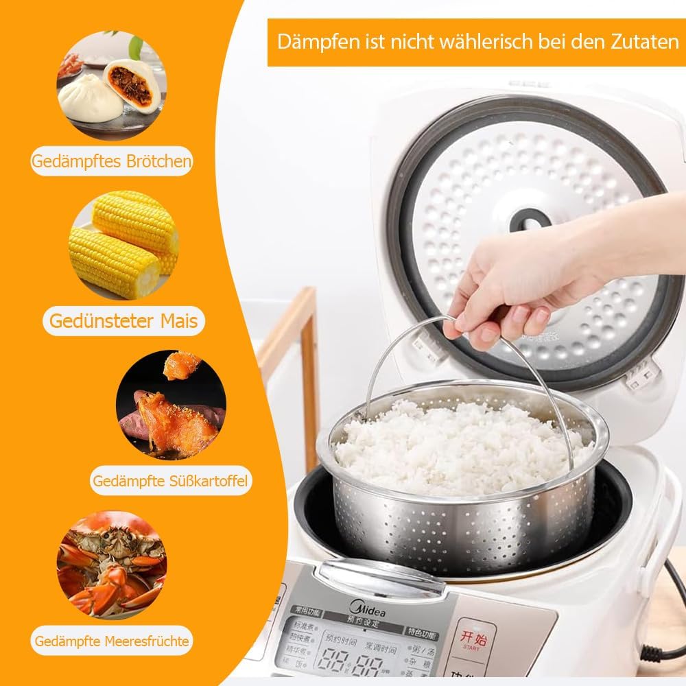 20 cm Dampfgareinsatz aus Edelstahl 304, Dampfgareinsatz für Topf, Dampfgareinsatz für Topf, Siebeinsatz für Töpfe, Kochtöpfe, Schnellkochtopf, Dämpfen von Gemüse, Obst, Eiern – Bild 4