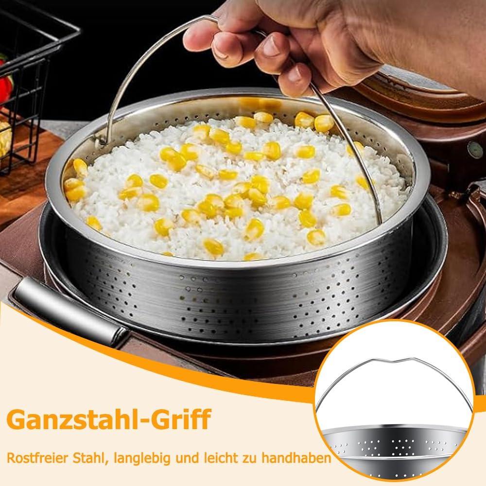20 cm Dampfgareinsatz aus Edelstahl 304, Dampfgareinsatz für Topf, Dampfgareinsatz für Topf, Siebeinsatz für Töpfe, Kochtöpfe, Schnellkochtopf, Dämpfen von Gemüse, Obst, Eiern – Bild 7