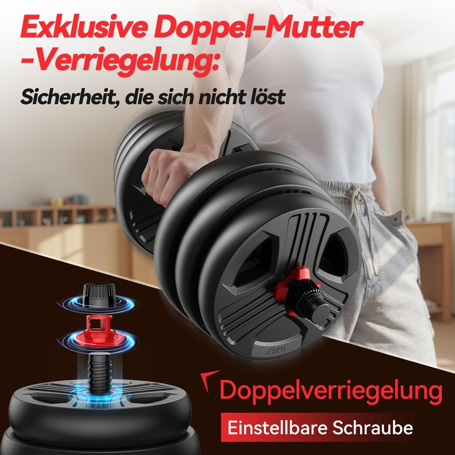 FEIERDUN 10 kg - 40 kg Hanteln verstellbar 2er Set, 5-in-1 Hantelset, Langhantel, Kettlebell, Liegestützständer für Ganzkörpertraining, Krafttraining für Männer und Frauen – Bild 3