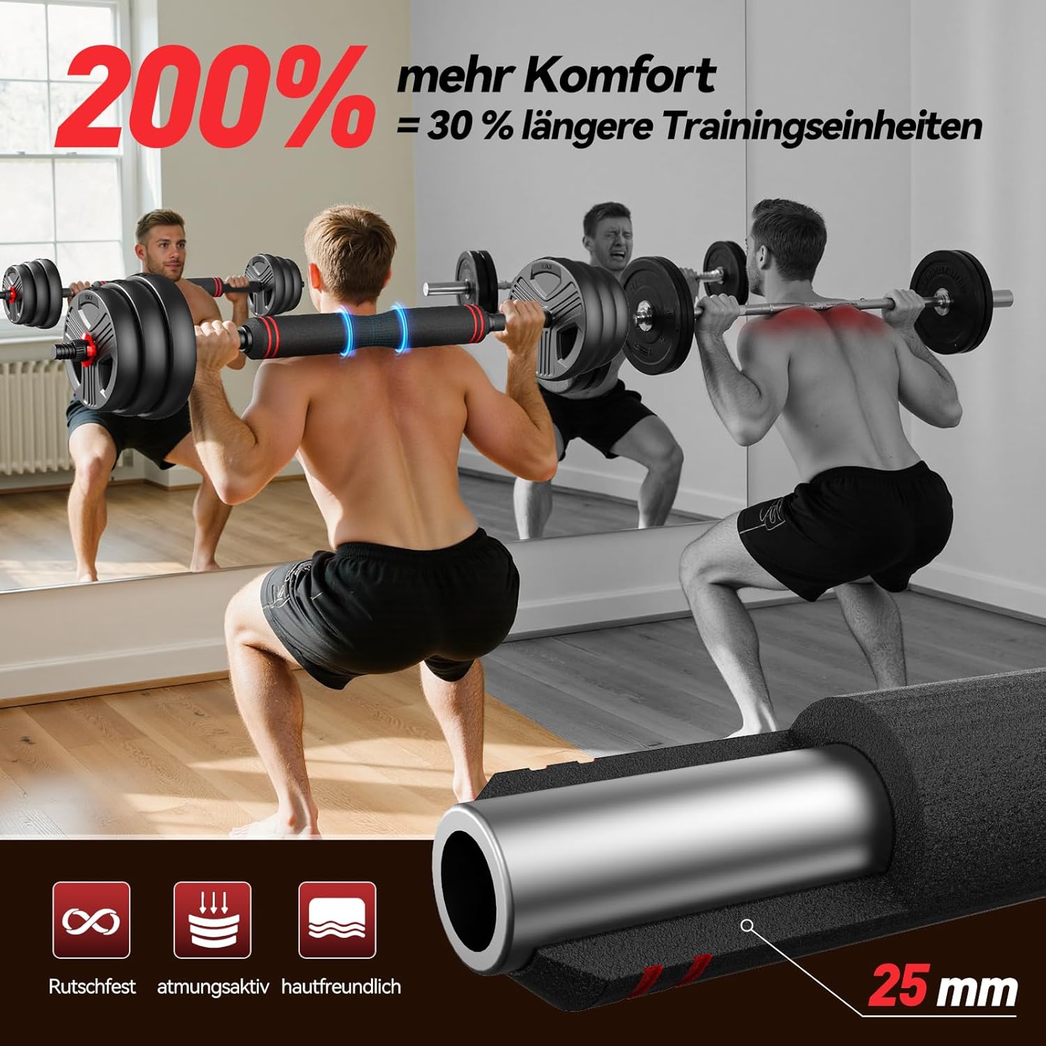 FEIERDUN 10 kg - 40 kg Hanteln verstellbar 2er Set, 5-in-1 Hantelset, Langhantel, Kettlebell, Liegestützständer für Ganzkörpertraining, Krafttraining für Männer und Frauen – Bild 6