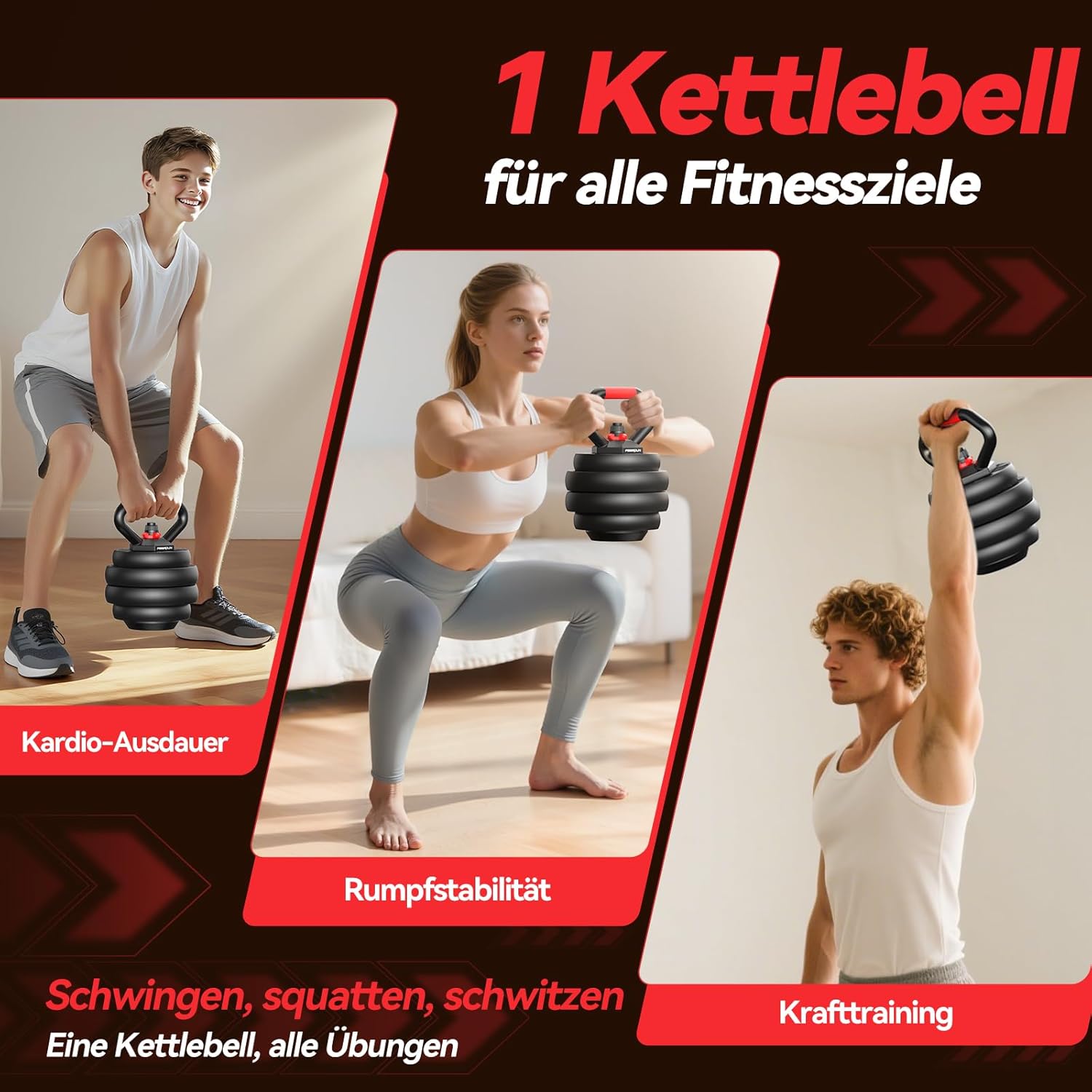 FEIERDUN 10 kg - 40 kg Hanteln verstellbar 2er Set, 5-in-1 Hantelset, Langhantel, Kettlebell, Liegestützständer für Ganzkörpertraining, Krafttraining für Männer und Frauen – Bild 7