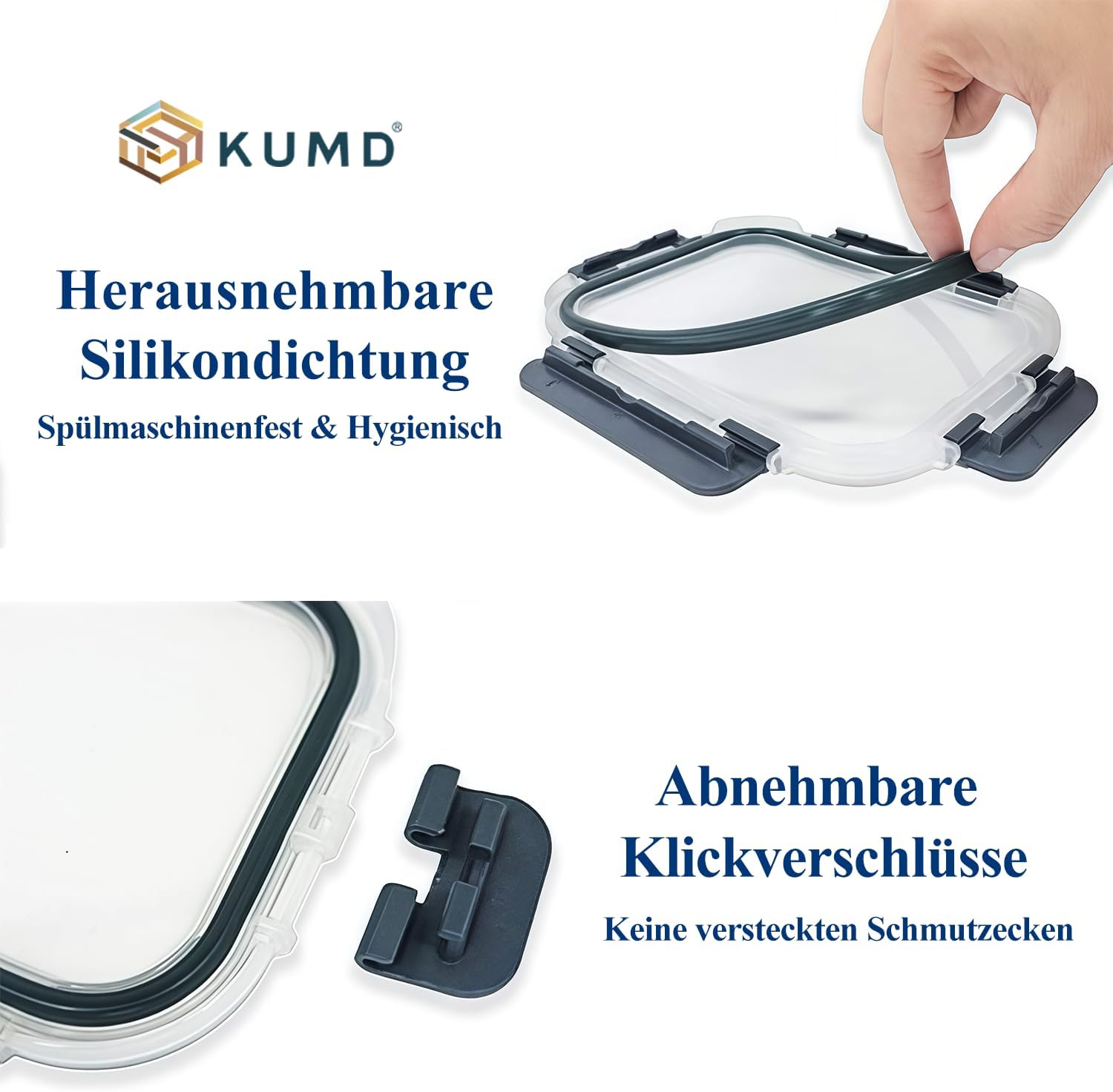 KUMD 24 Teile (12 Sets) Glas-Frischhaltedosen Set für Lebensmittel – undichtungsfrei für Meal Prep & Lunch, Ofen/Mikrowelle/Gefrierfach/Spülmaschine, LFGB-zertifiziert & BPA-frei – Bild 3