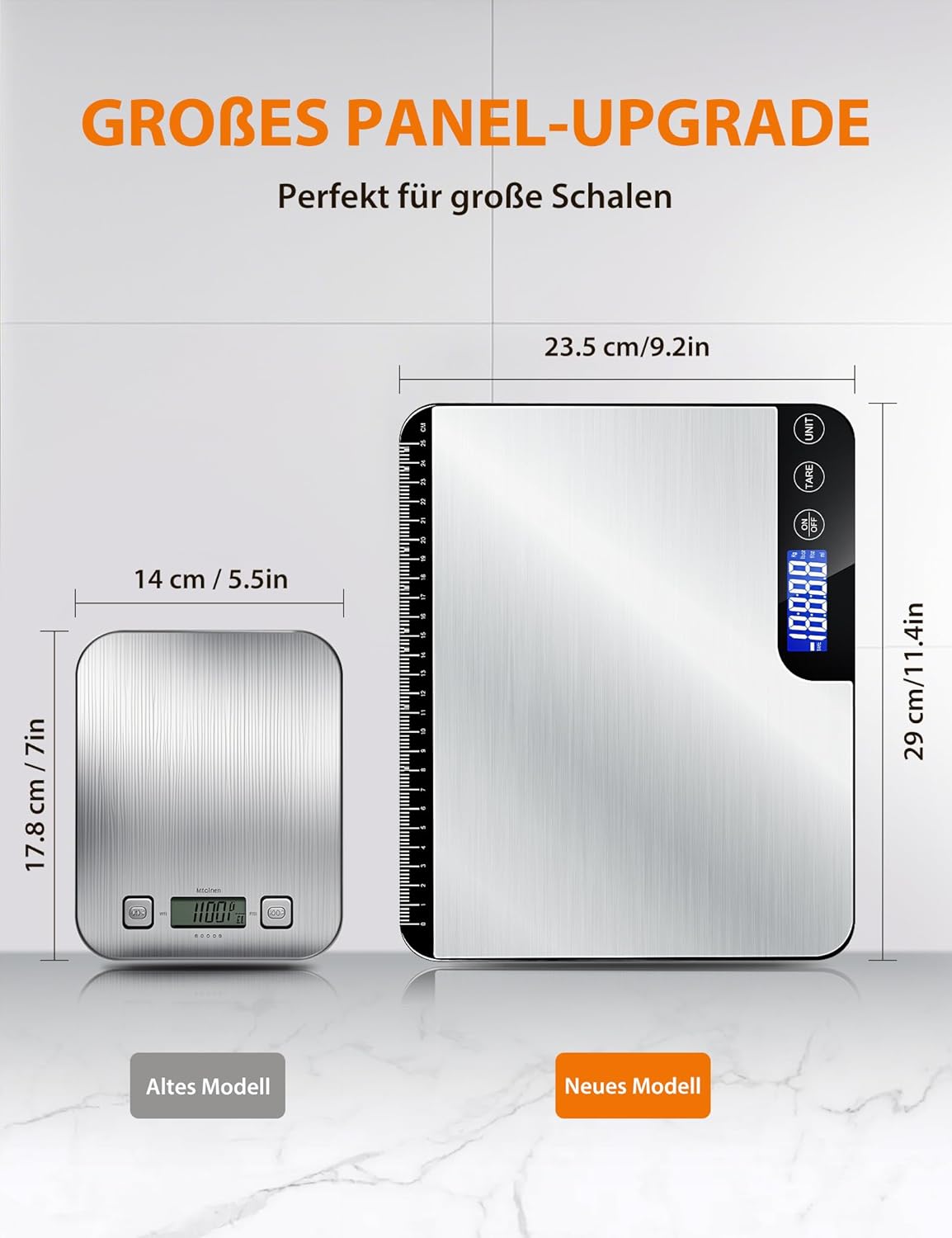 Digitale Küchenwaage mit LCD-Display und Tara-Funktion, präzise 1-g-Messung zum Backen und Kochen, helles Silber – Bild 2