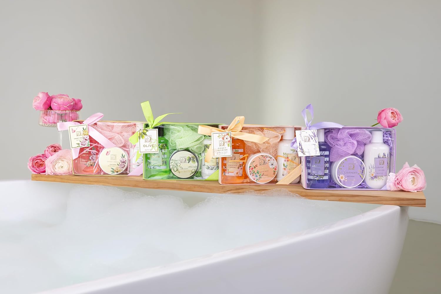 Accentra Honey Jasmine Damen-Duschset in schöner Geschenkbox, 4-teiliges Pflegeset mit Duschgel, Bodylotion, Körperbutter und Mesh-Schwamm, Geschenkset für Geburtstag und Valentinstag – Bild 13