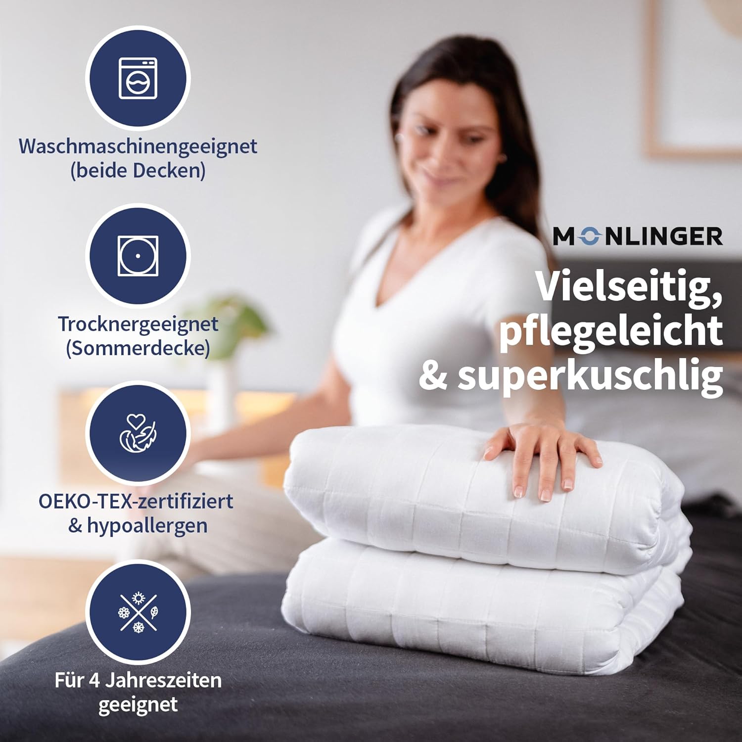 2-in-1-Gewichtsdecke, 135 x 200 cm, 7 kg schwere Decke zum Knöpfen + Sommerdecke mit Druckknöpfen – 100 % Öko-Tex-zertifiziert – schwere Gewichtsdecke – schwere Decke zum Schlafen – Bild 6