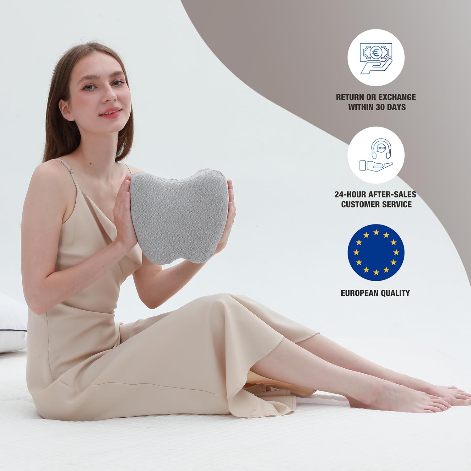 WORKKOOL Ergonomisches Kniekissen gegen Schmerzen – Orthopädisches Beinkissen für Beine, Hüfte & Rücken – abnehmbarer, waschbarer Bezug (grau) – Bild 7