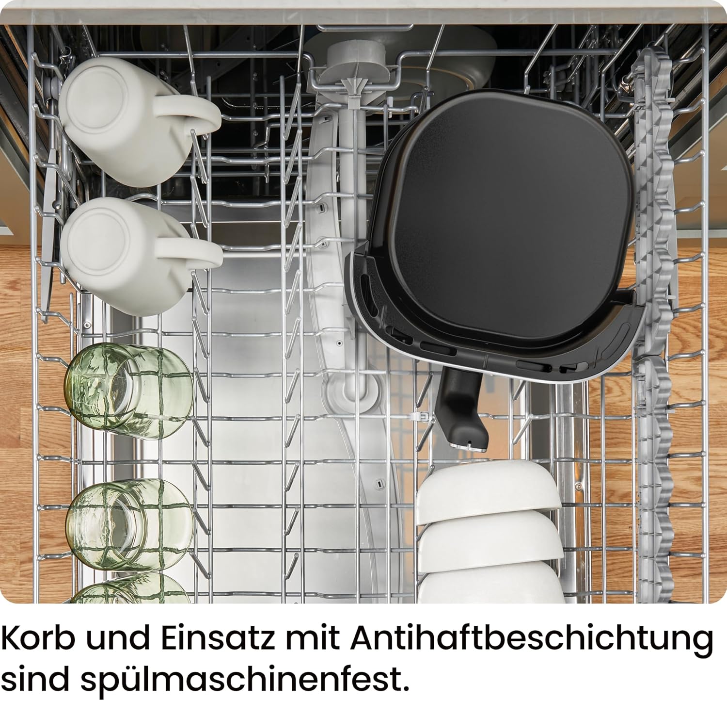 Chefman Heißluftfritteuse – 3,75 l kompakte Heißluftfritteuse für schnelle Mahlzeiten, mit Hi-Fry-Technologie, Sichtfenster, Touch-Bedienung, antihaftbeschichtet und spülmaschinenfest – Schwarz – Bild 7