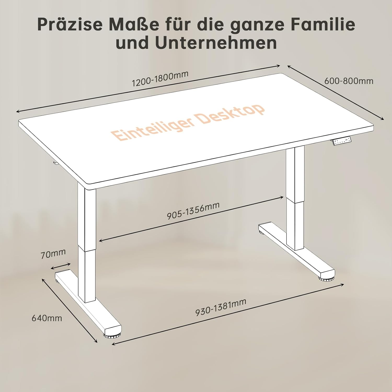 Devoko Höhenverstellbarer Schreibtisch mit 2 Motoren, 25 mm einteilige Tischplatte, 160 x 80 cm, elektrischer Computertisch mit Kabelmanagement, weiß – perfekte Ergonomie für Ihr Büro – Bild 2