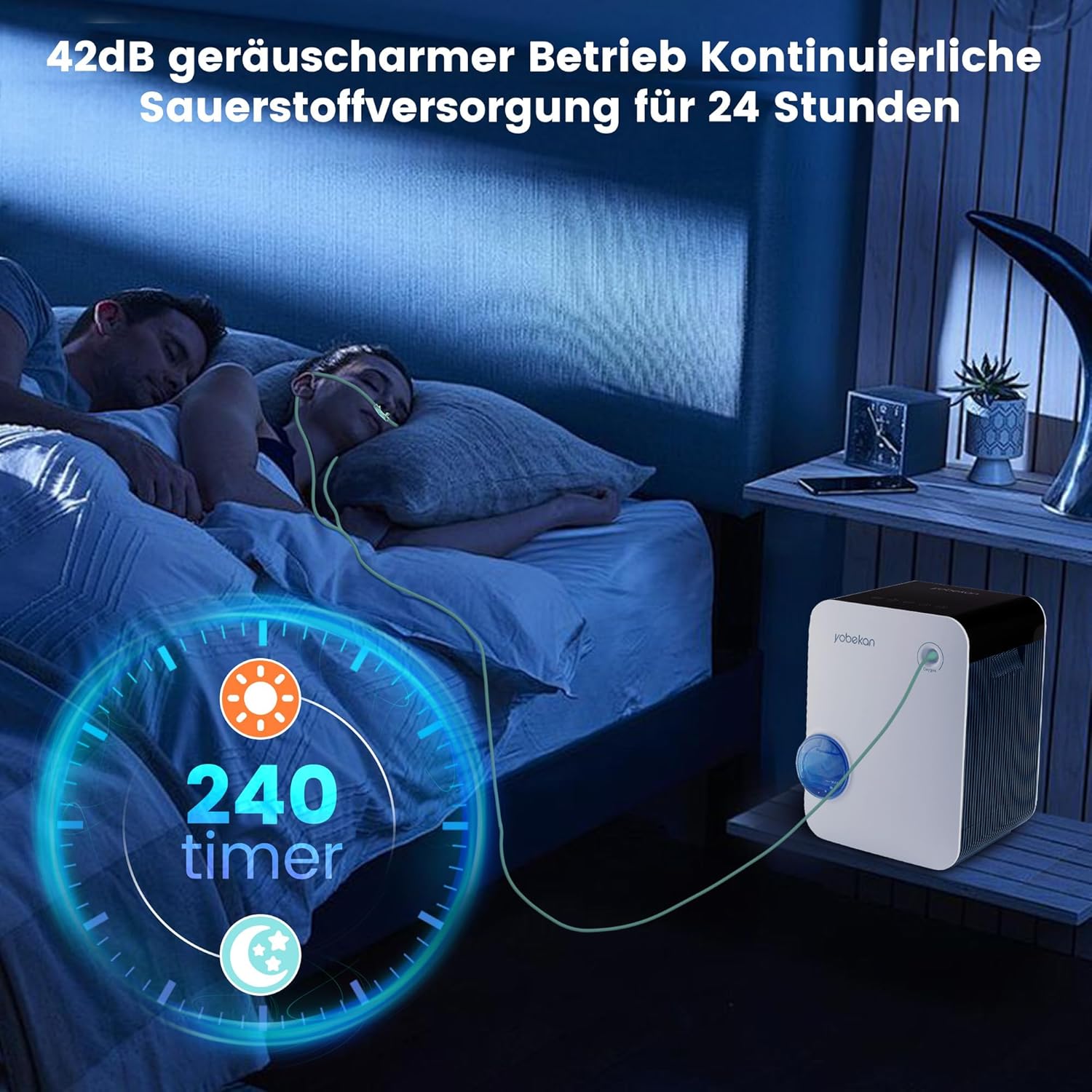 Sauerstoffkonzentrator, Hohe Konzentration Sauerstoffgerät 2-9 L/min 96%, Sauerstoffgerät für Zuhause, 24-Stunden-Zyklusarbeit Sauerstoffdurchfluss Einstellbare Sauerstoffmaschine(Anleitung in Deutsch – Bild 3