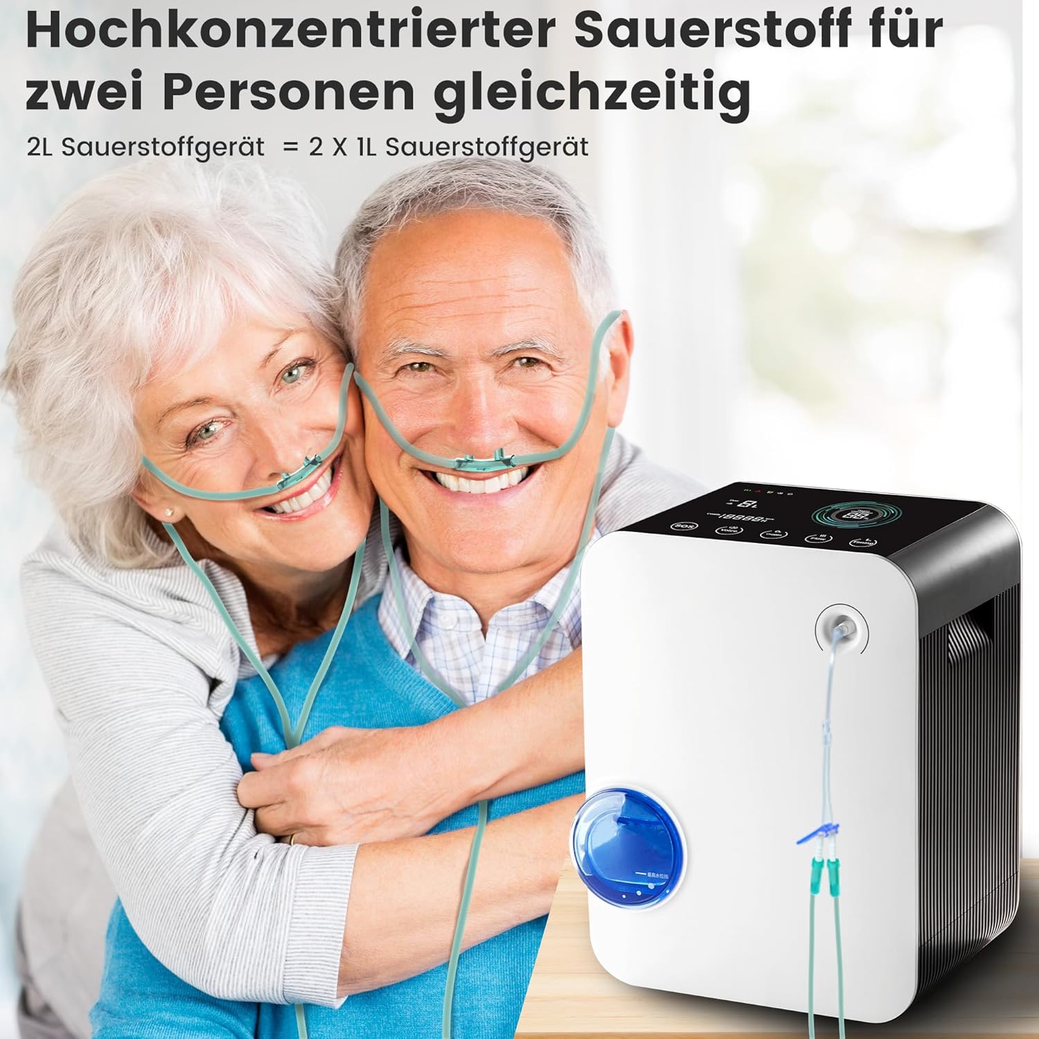Sauerstoffkonzentrator, Hohe Konzentration Sauerstoffgerät 2-9 L/min 96%, Sauerstoffgerät für Zuhause, 24-Stunden-Zyklusarbeit Sauerstoffdurchfluss Einstellbare Sauerstoffmaschine(Anleitung in Deutsch – Bild 4
