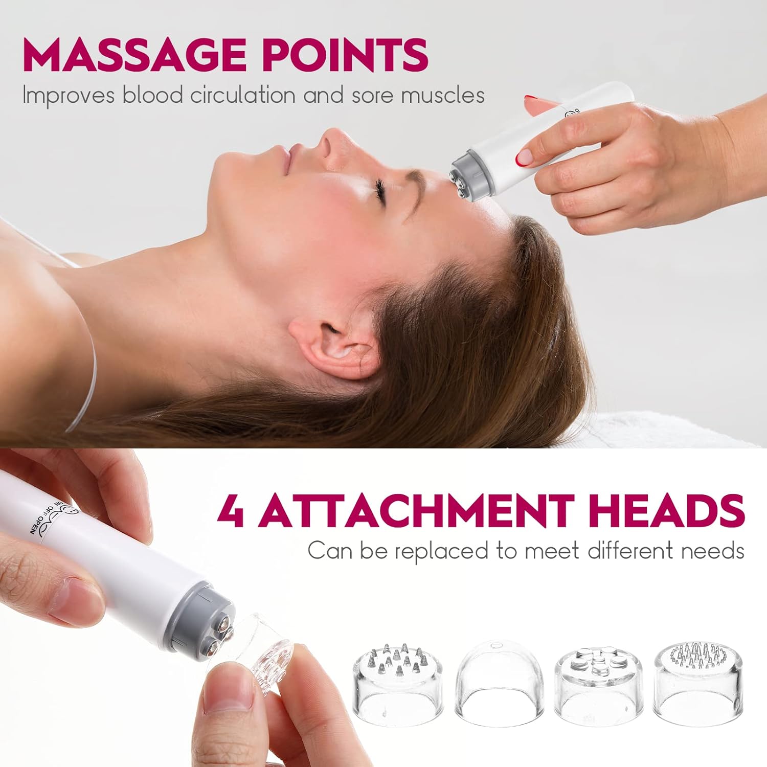 FOMIYES Gesichtsmassagegerät: 4-in-1-Mini-Elektro-Akupressur-Massagegerät für Muskeln (weiß) – Bild 4