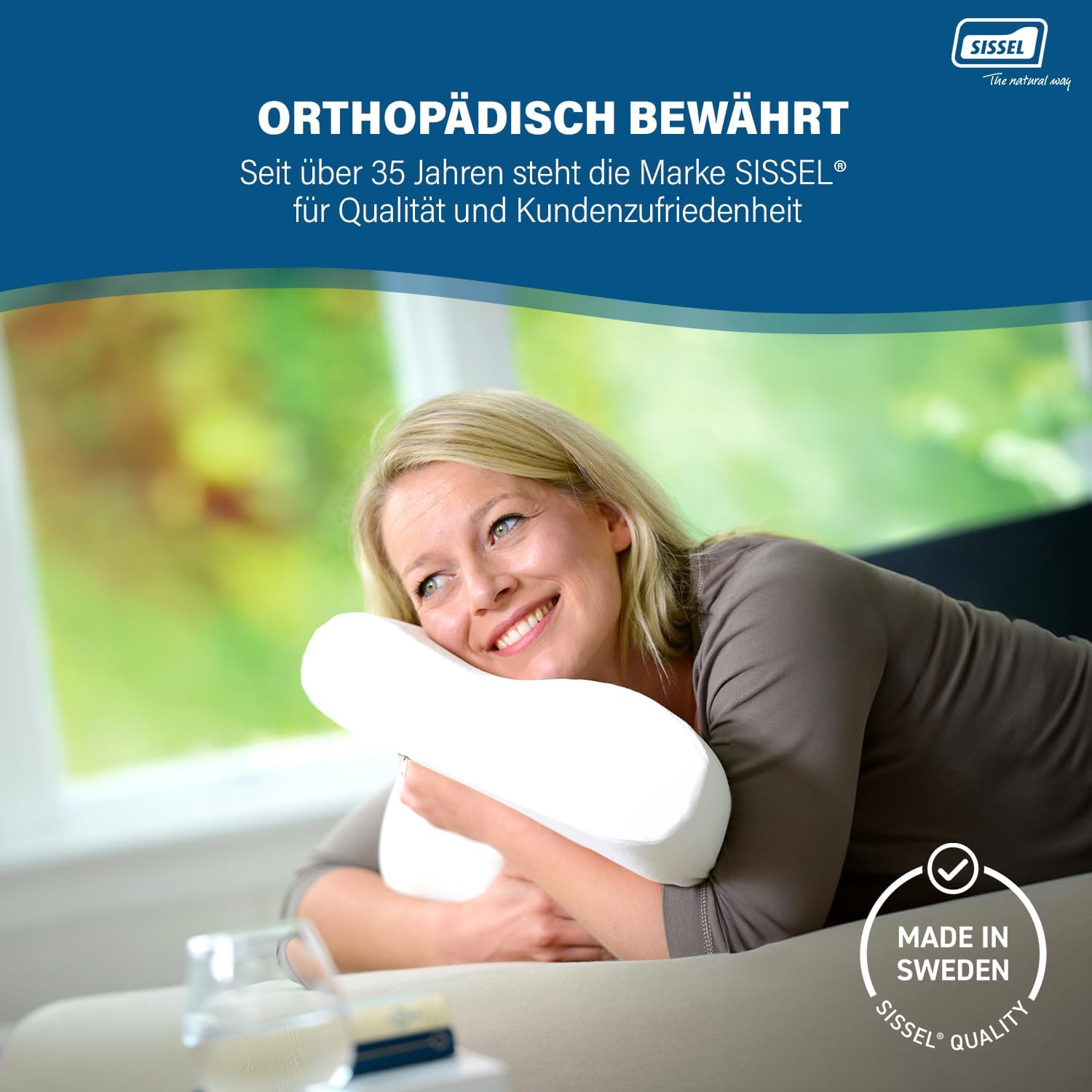 SISSEL Soft Curve Nackenkissen, orthopädisches Kissen aus viskoelastischem Schaumstoff, ergonomisches Kissen für Nacken und Wirbelsäule, Nackenstützkissen mit waschbarem Veloursbezug – Bild 2