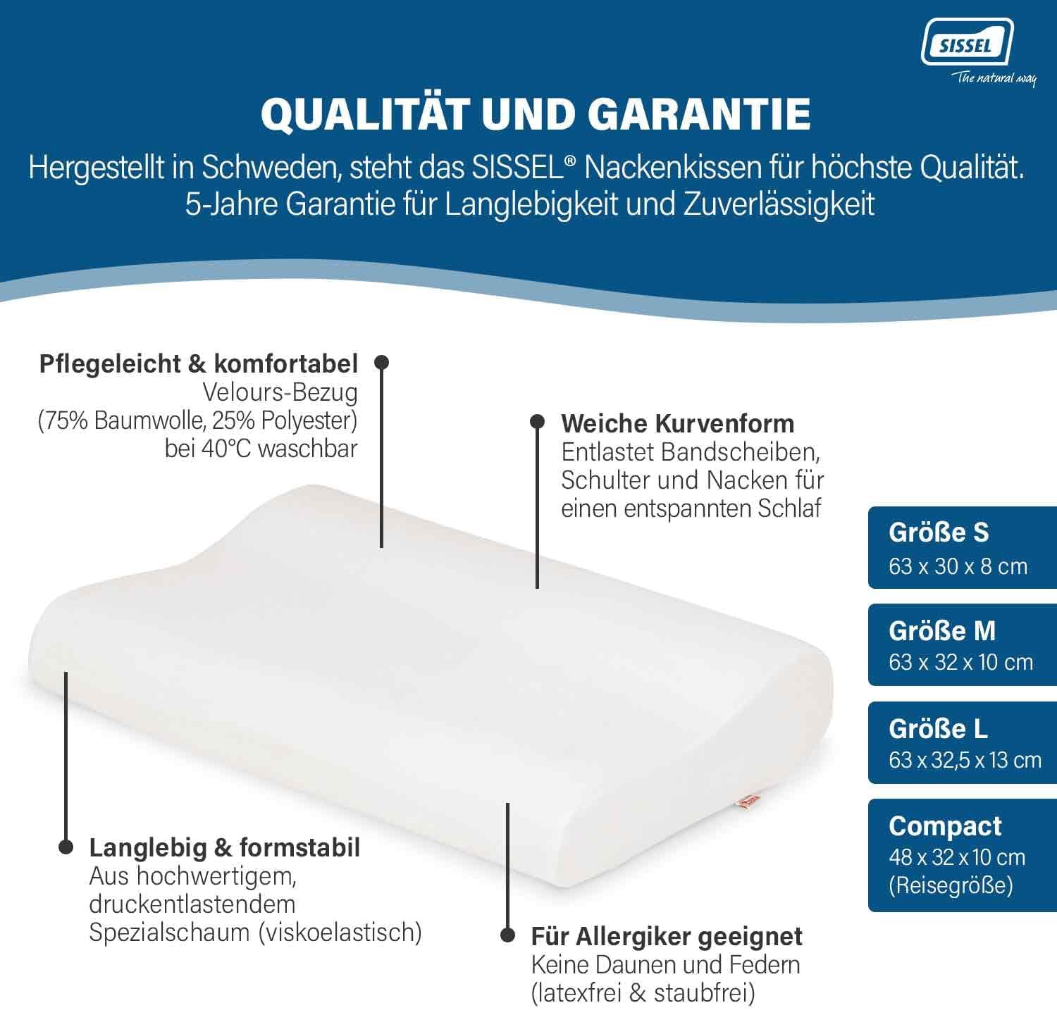 SISSEL Soft Curve Nackenkissen, orthopädisches Kissen aus viskoelastischem Schaumstoff, ergonomisches Kissen für Nacken und Wirbelsäule, Nackenstützkissen mit waschbarem Veloursbezug – Bild 4