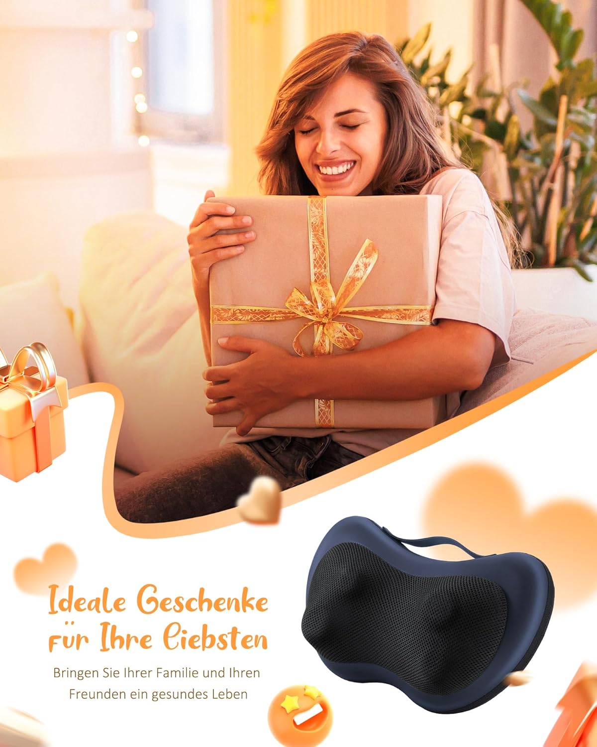 KNQZE Nackenmassagegerät mit Wärmefunktion, Shiatsu Massagegerät mit 3D Rotierenden Massageköpfen, Massagekissen für Nacken Schulter Rücken, Rückenmassagegerät für Büro Zuhause – Fernbedienung – Bild 7