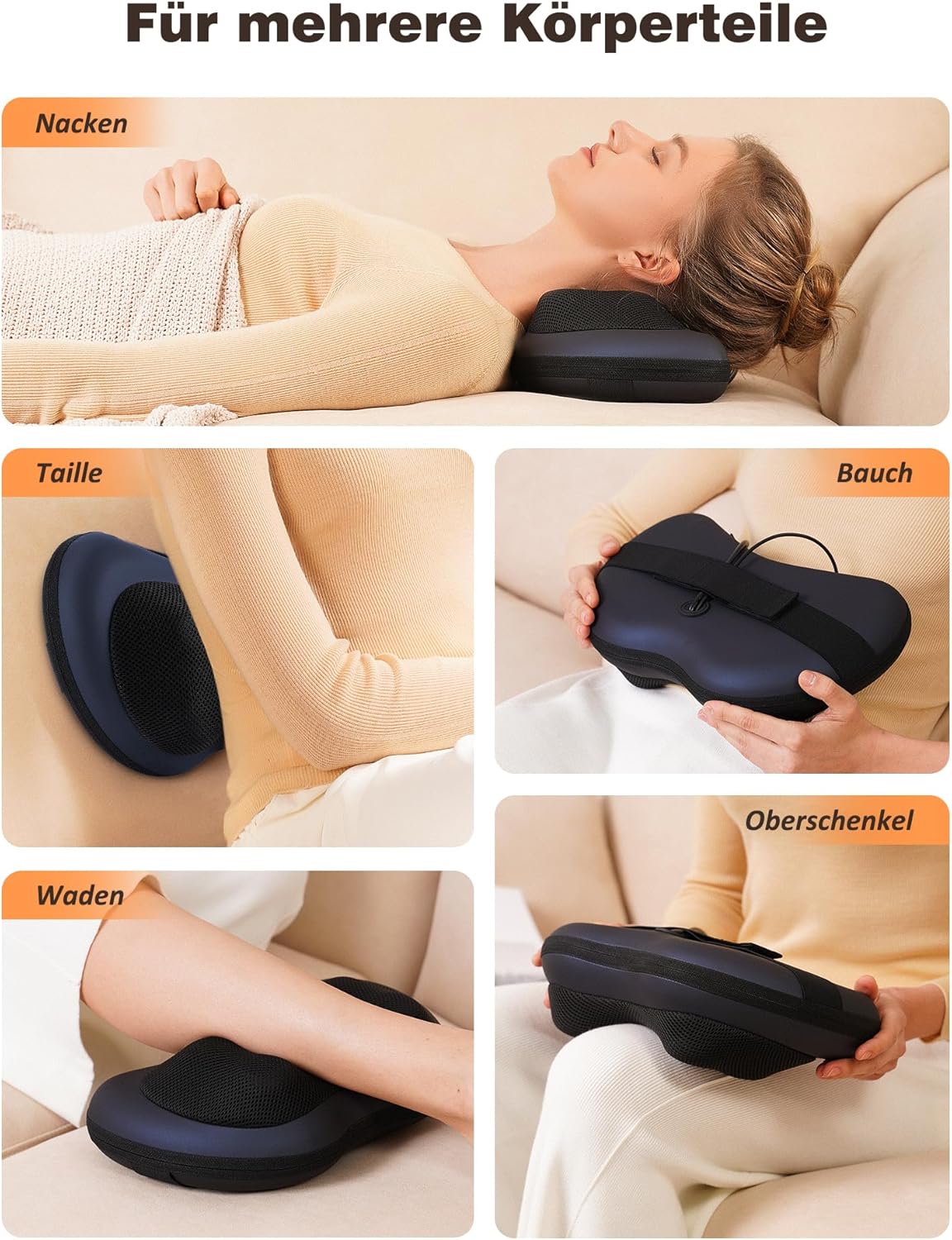 KNQZE Nackenmassagegerät mit Wärmefunktion, Shiatsu Massagegerät mit 3D Rotierenden Massageköpfen, Massagekissen für Nacken Schulter Rücken, Rückenmassagegerät für Büro Zuhause – Fernbedienung – Bild 8
