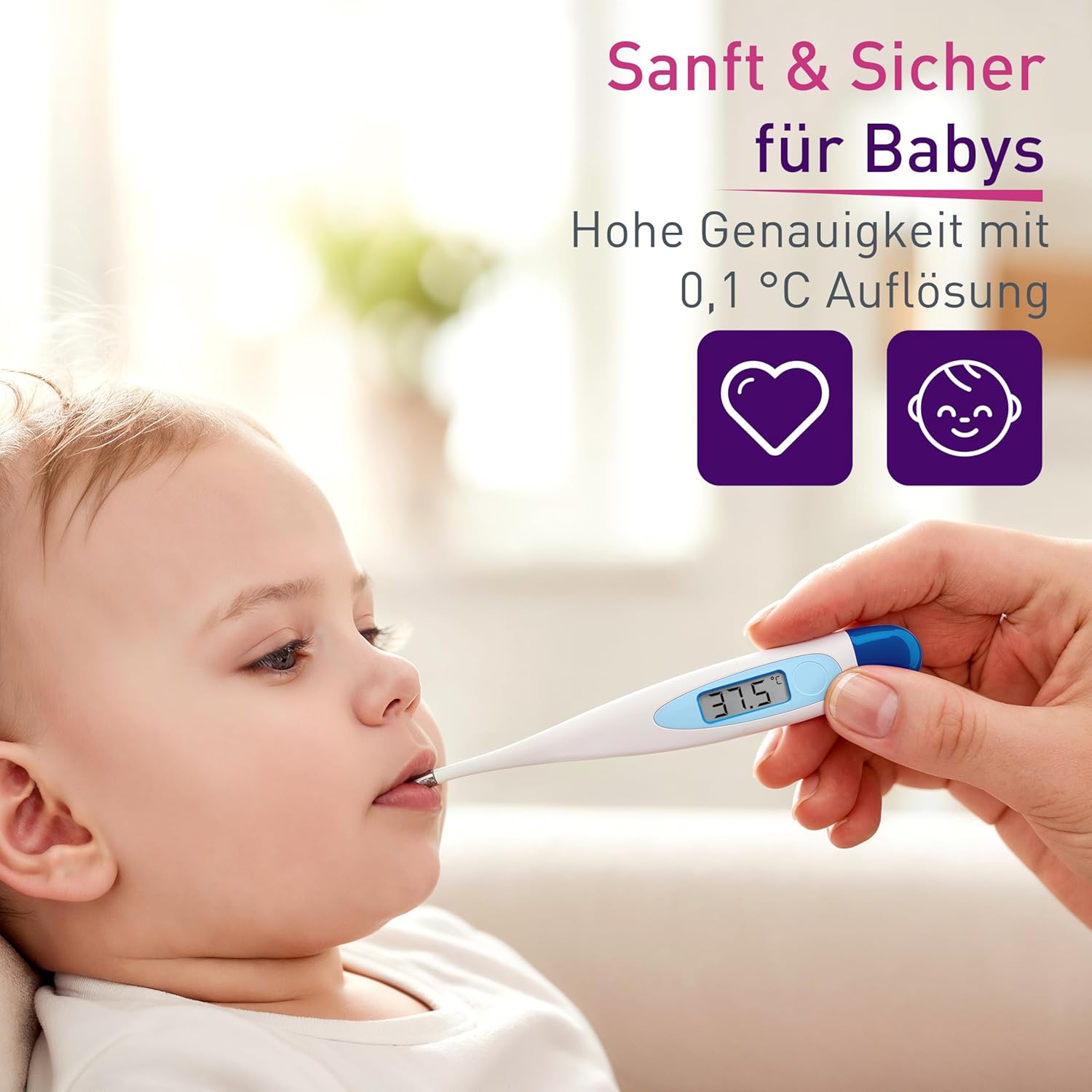 scala SC 17 blau digitales Fieberthermometer mit Fieberalarm wasserfest und einfach zu reinigen. Für Kinder, Babys und Erwachsene zur Messung der Körpertemperatur oral, axial oder rektal – Bild 3