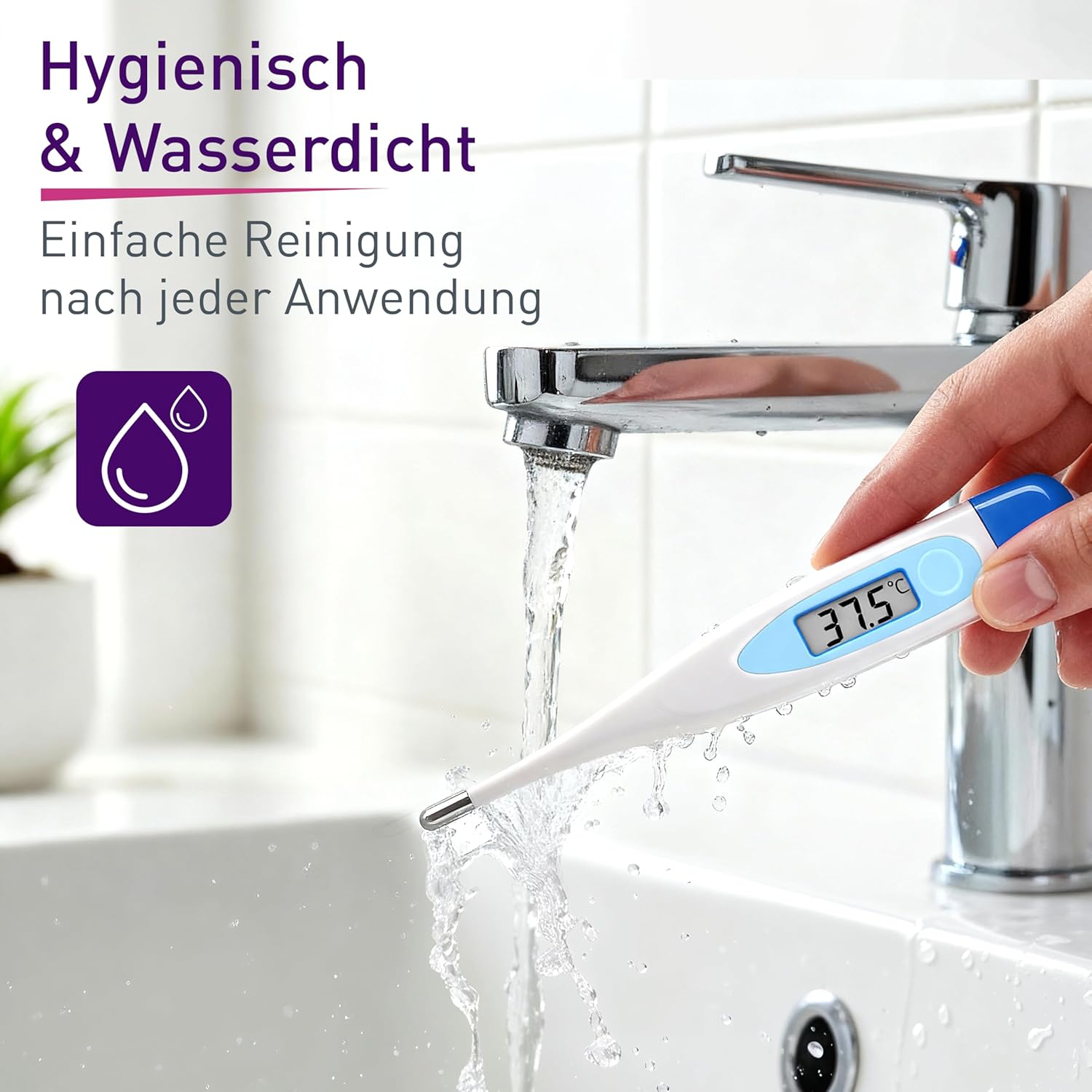 scala SC 17 blau digitales Fieberthermometer mit Fieberalarm wasserfest und einfach zu reinigen. Für Kinder, Babys und Erwachsene zur Messung der Körpertemperatur oral, axial oder rektal – Bild 4