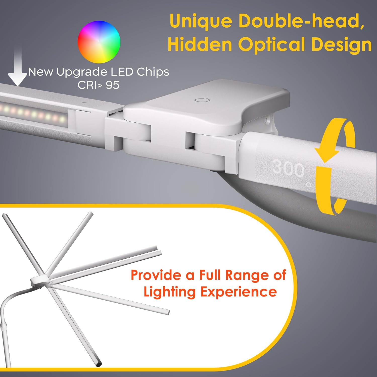 EYOCEAN Schreibtischlampe, Doppelkopf-Schreibtischlampe, Teleskopstange mit verstellbarer Höhe, 30 W 120 cm Tageslichtlampe Schreibtisch mit Fernbedienung, dimmbare Monitorlampe, Bürotischlampe – Bild 6