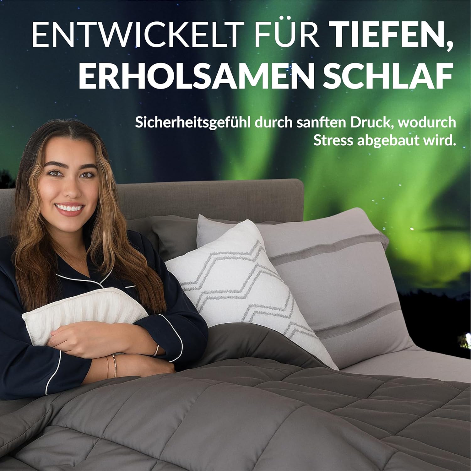 Polar Night Gewichtsdecke für Erwachsene 150 x 200 cm, 9 kg – Gewichtsdecke für Tiefschlaf, schwere Decke, Therapiedecke aus 100 % Mikrofaser, Entspannungsdecke, Öko-Tex 100 Standard-Bettdecke – Bild 2