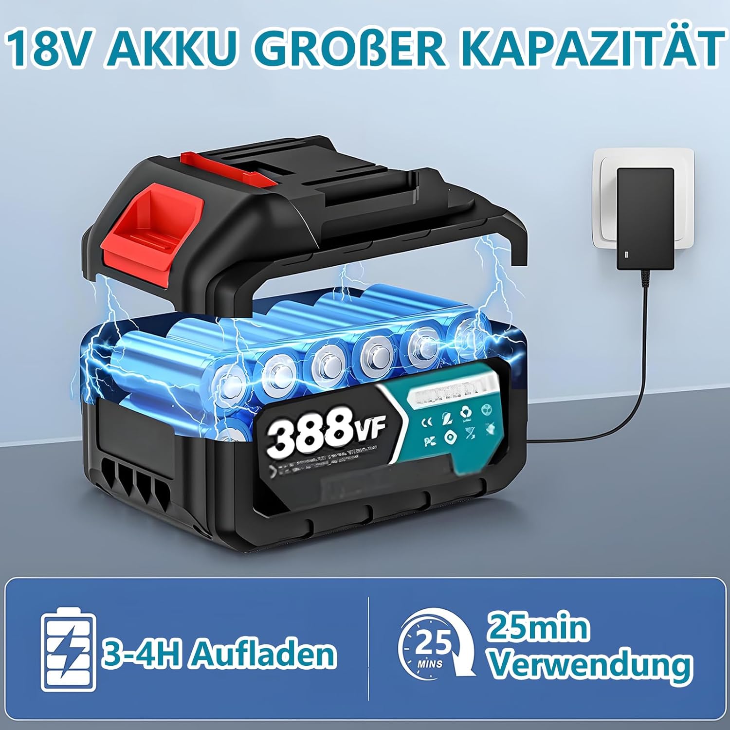 Akku Staubsauger für Makita Akku 18V, Starke 10000Pa Kabelloser Handstaubsauger Akku mit LED-Beleuchtung und großem 750ml Staubbehälter für Auto, Zuhause (Blau mit 2 Akkus) – Bild 5