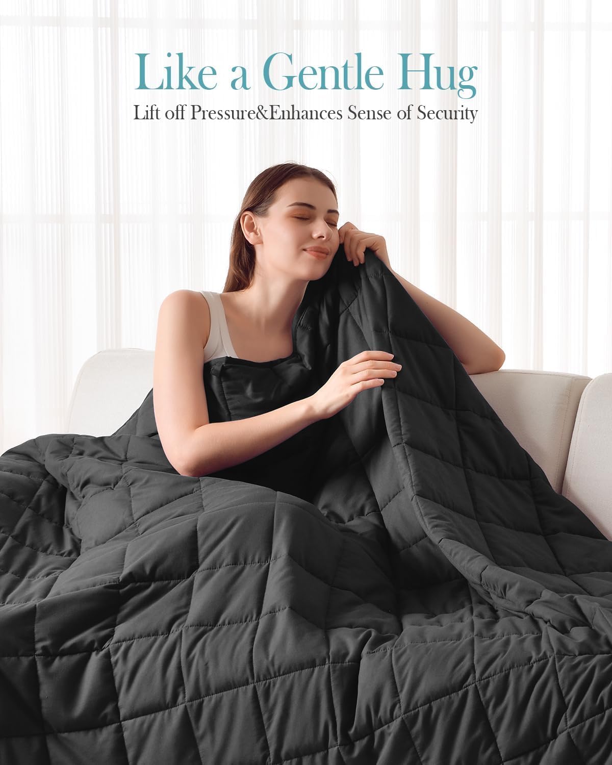 Sivio Gewichtsdecke 7 kg, weiche Gewichtsdecke für Erwachsene, atmungsaktive schwere Mikrofaser mit Glasperlen, Decke für Sofa, Bett, alle Jahreszeiten, 120 x 180 cm, Schwarz – Bild 2