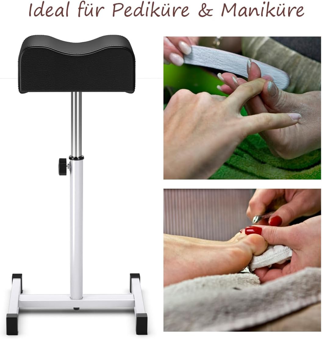 COSTWAY Pediküre-Hocker, Beinstütze höhenverstellbar von 45 cm – 65 cm, Fußstütze, Fußhocker für Nagelpflege in Salons, Spa (schwarz) – Bild 5
