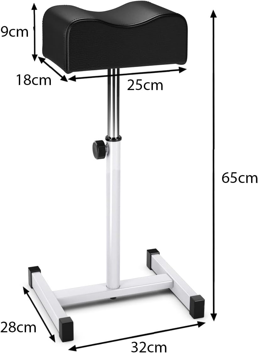 COSTWAY Pediküre-Hocker, Beinstütze höhenverstellbar von 45 cm – 65 cm, Fußstütze, Fußhocker für Nagelpflege in Salons, Spa (schwarz) – Bild 8