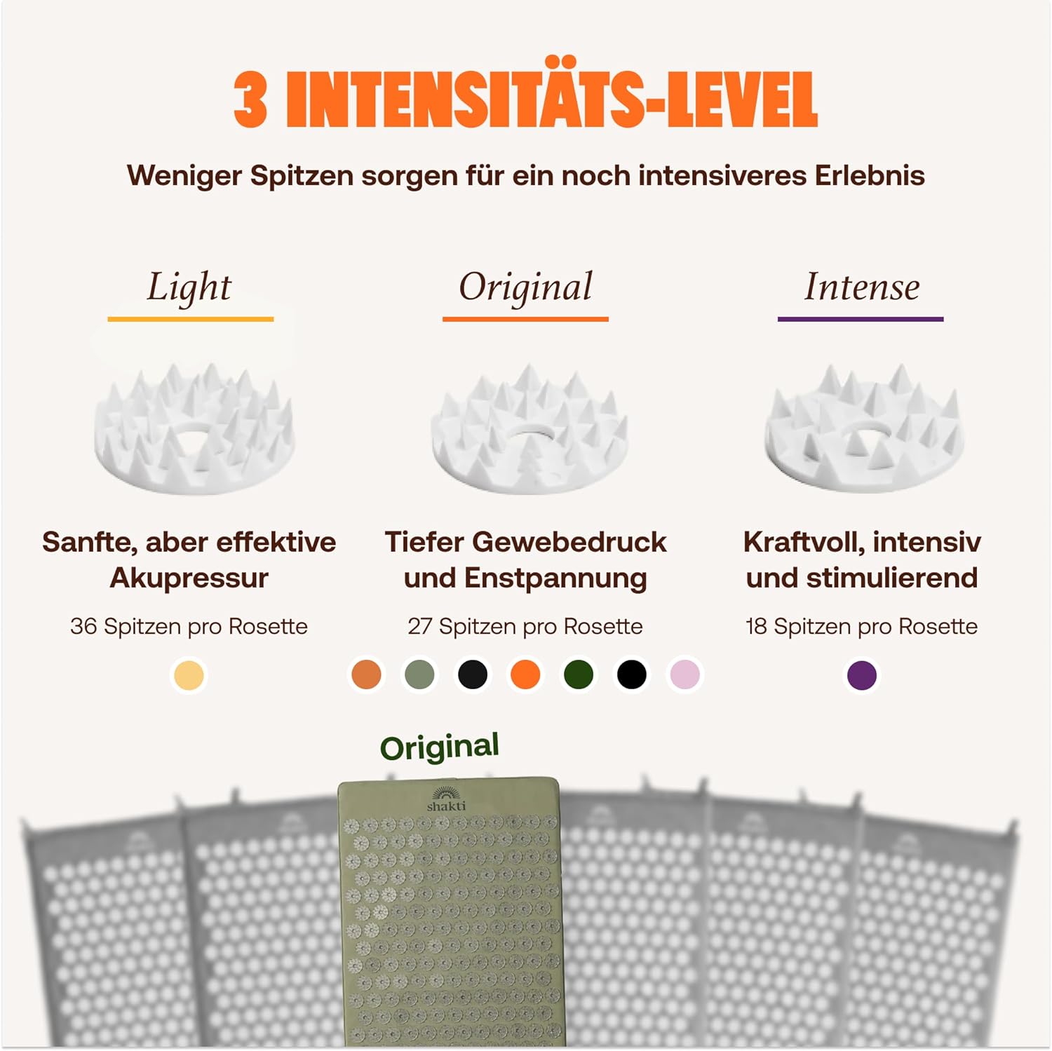 ShaktiMat (Das Original seit 2007) Akupressurmatte und Akupressurkissen zur Entspannung für Rücken, Nacken, Füße, ethisch handgefertigt, GOTS-zertifizierte Bio-Baumwolle, Salbeigrün – Bild 4