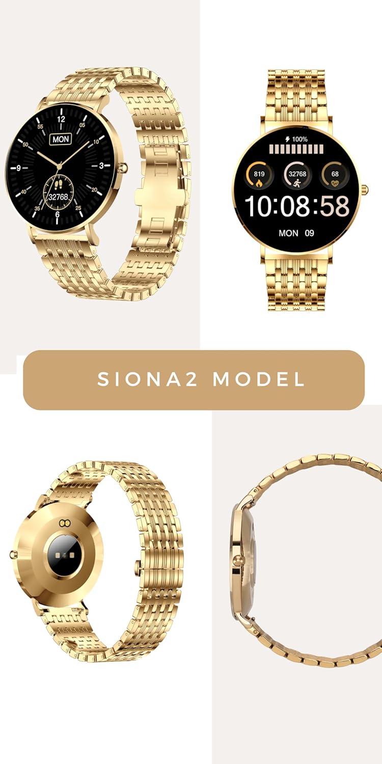 XCOAST Smartwatch Siona 2 Elegance Citrine Gold – Damen-Smartwatch klein, AMOLED-Touchscreen, 24/7 Puls, Schlafmonitor, 21+ Sportmodi, Schrittzähler, wasserdicht, für iOS & Android – Bild 3