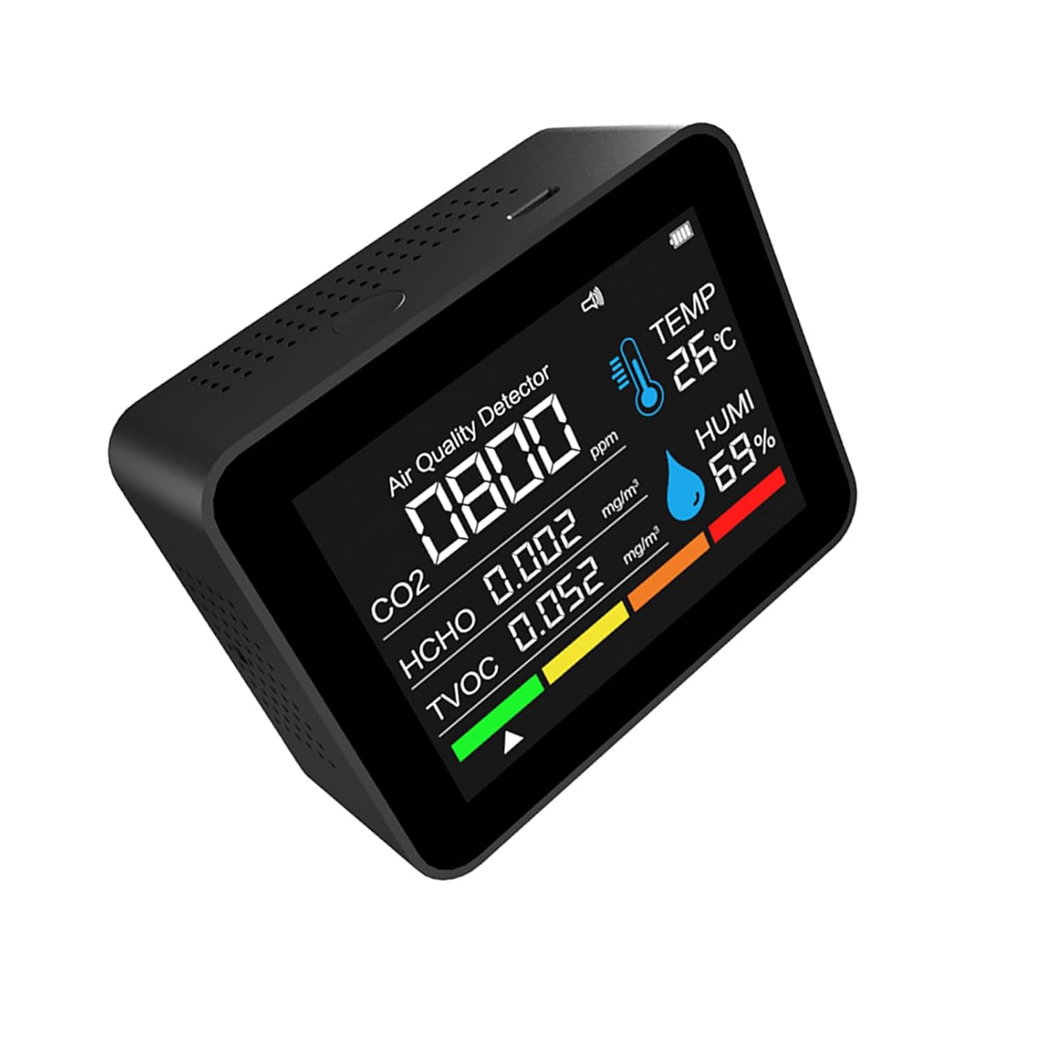 Sxhlseller 8-in-1-Luftqualitätsmonitor für Zuhause, Erkennt CO2 HCHO TVOC PM2,5 PM10, Schimmeltest-Kit mit Temperatur-Feuchtigkeitssensor, Farbbildschirm und Echtzeitdaten (#1) – Bild 6
