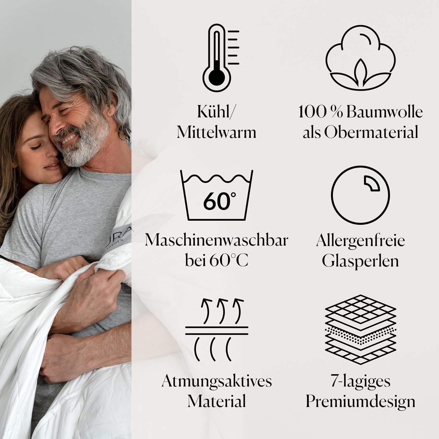 CURA Pearl Classic Gewichtsdecke 150 x 210 9 kg – Anti-Stress-Therapiedecke – schwere Decke für tiefen Schlaf und bessere Erholung – schwere Bettdecke aus 100 % Baumwolle – schwere Gewichtsdecke – Bild 3